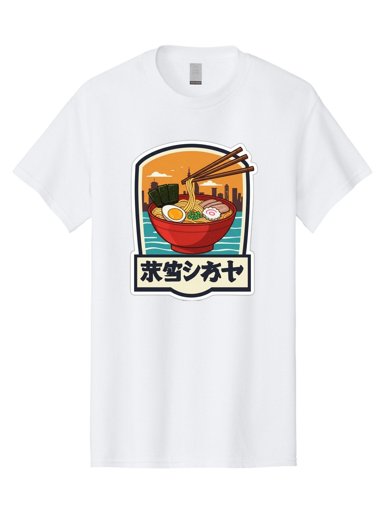 Ramen-7 Men'S Graphic Tee, 100% Cotton, Comfortable Casual Summer Wear, Machine Washable, Steaming Bowl Of Ramen, Japanese Noodles, Savory Broth, Egg, Pork Slices, Seaweed, Chopsticks, Cityscape, ?????? Bae704 4