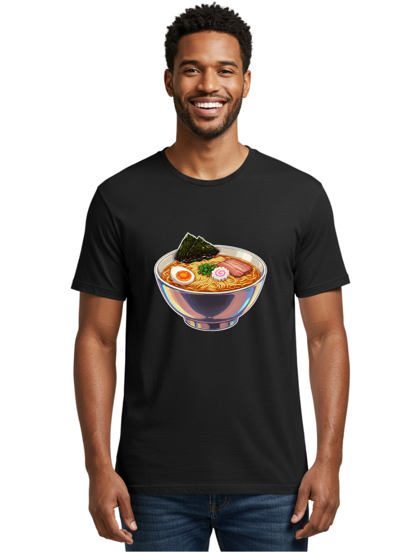 Ramen-8 Men'S Graphic Tee, 100% Cotton, Comfortable Casual Summer Wear, Machine Washable, Bowl Of Ramen, Japanese Cuisine, Egg, Seaweed, Pork, Noodles, Savory Broth, Appetizing Meal, Food Illustration, Delicious Dish Bae705 24