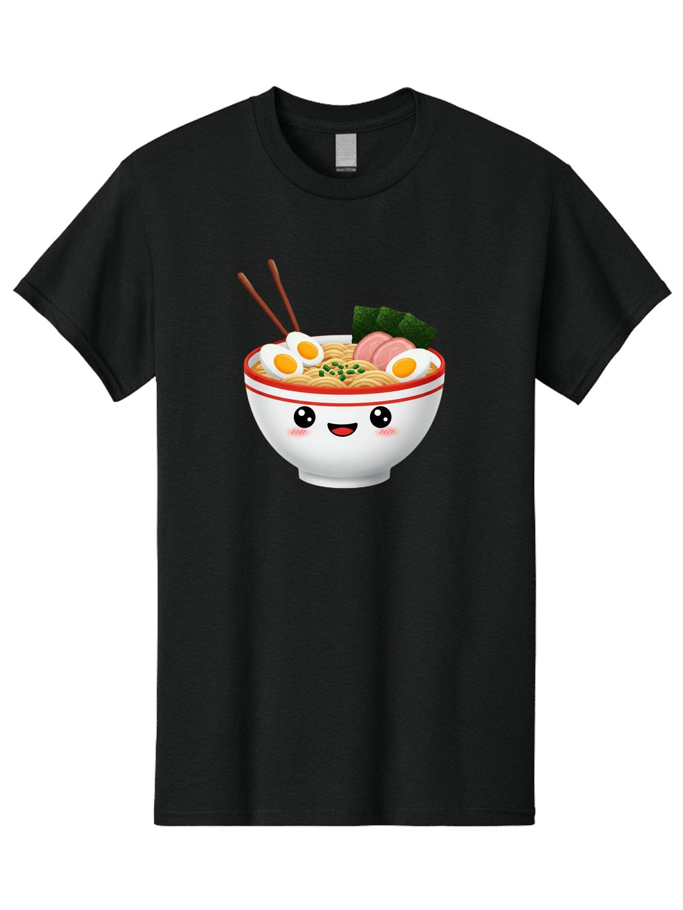 Ramen-Bowl-1 Men'S Graphic Tee, 100% Cotton, Comfortable Casual Summer Wear, Machine Washable, Cartoon Ramen Bowl, Steaming Hot Ramen, Boiled Egg, Sliced Ham, Seaweed, Chopsticks, Kawaii Food, Japanese Cuisine, Noodle Soup, Anime Style, Bae706 8