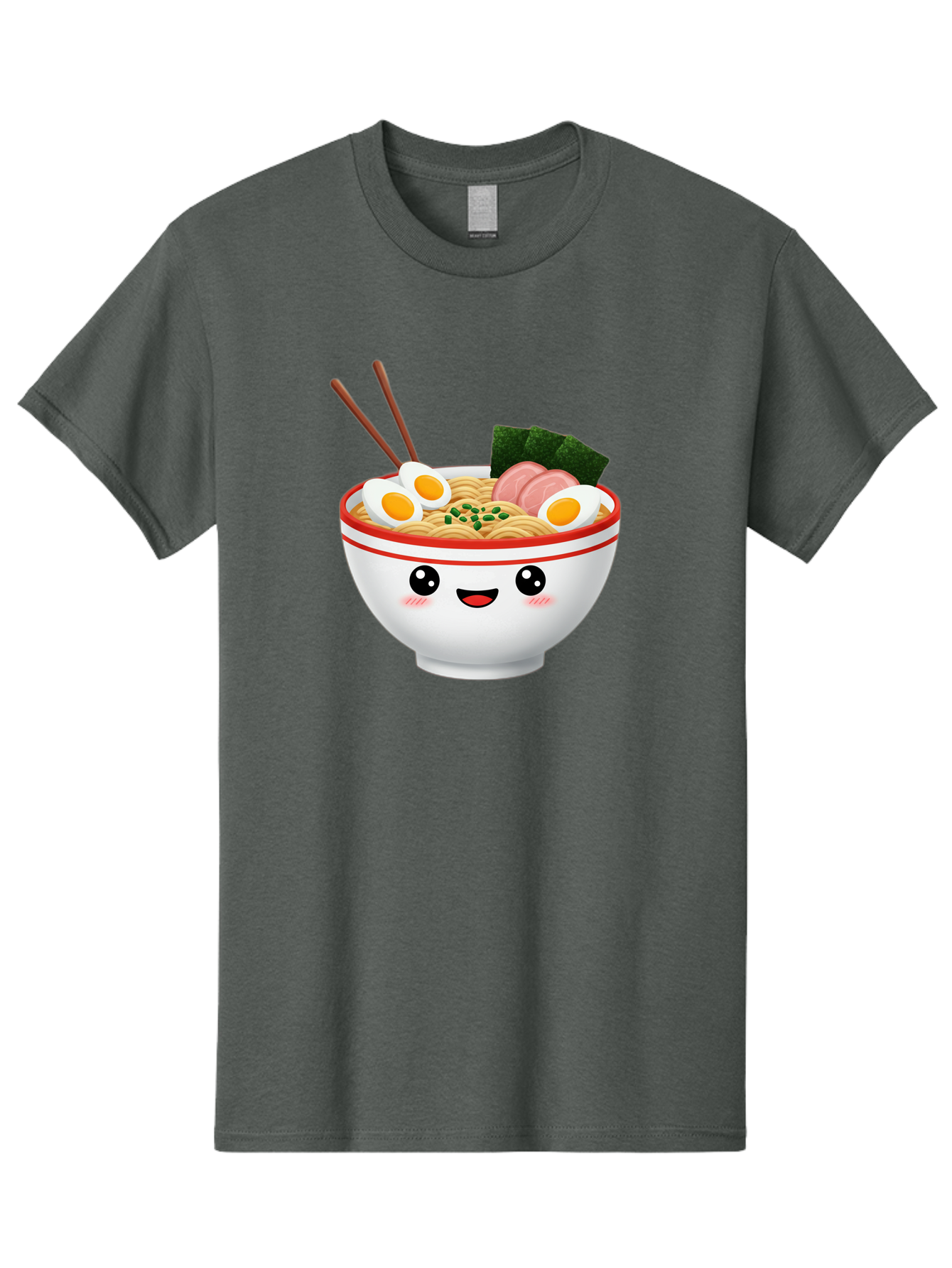 Ramen-Bowl-1 Men'S Graphic Tee, 100% Cotton, Comfortable Casual Summer Wear, Machine Washable, Cartoon Ramen Bowl, Steaming Hot Ramen, Boiled Egg, Sliced Ham, Seaweed, Chopsticks, Kawaii Food, Japanese Cuisine, Noodle Soup, Anime Style, Bae706 5