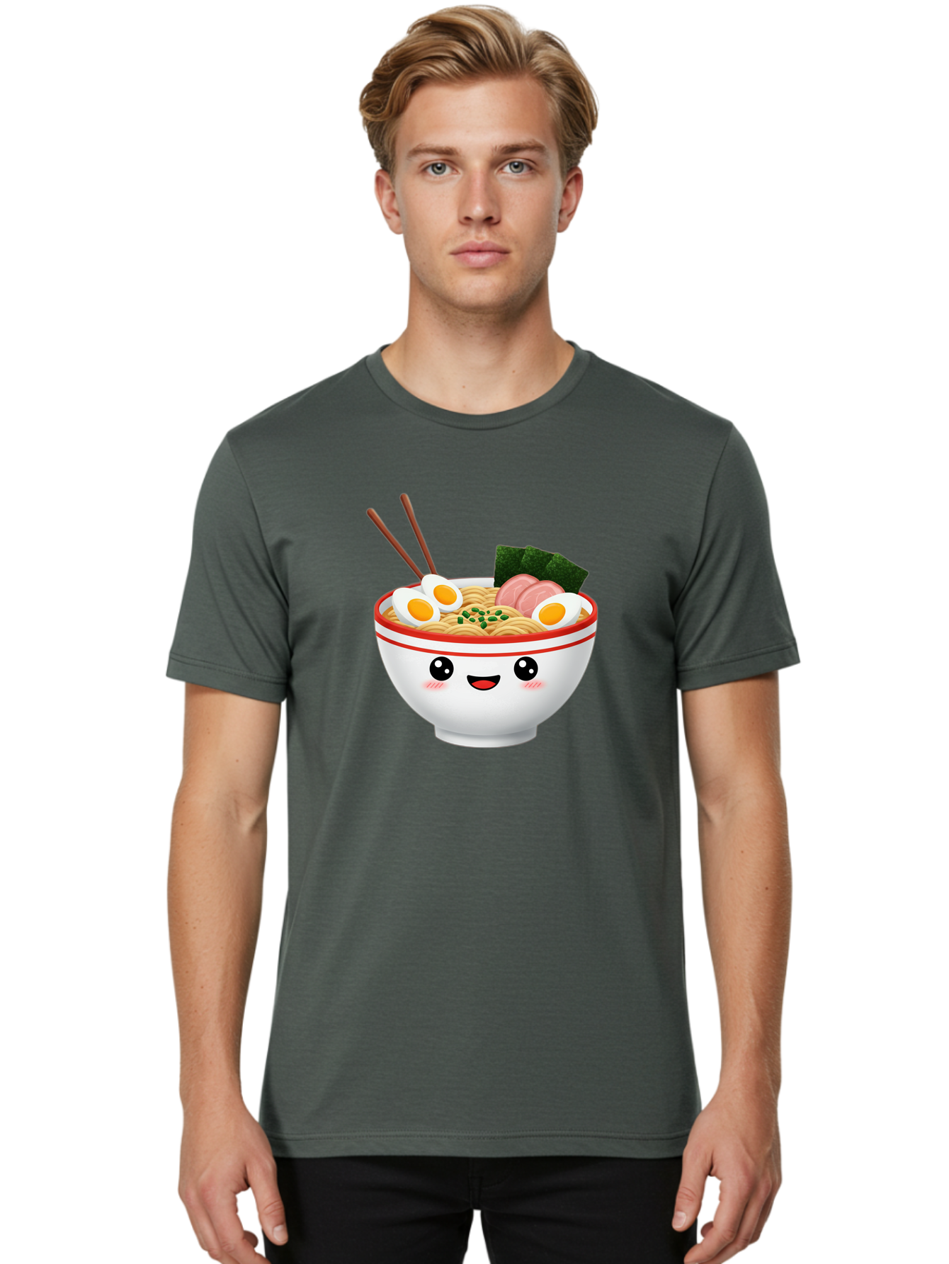 Ramen-Bowl-1 Men'S Graphic Tee, 100% Cotton, Comfortable Casual Summer Wear, Machine Washable, Cartoon Ramen Bowl, Steaming Hot Ramen, Boiled Egg, Sliced Ham, Seaweed, Chopsticks, Kawaii Food, Japanese Cuisine, Noodle Soup, Anime Style, Bae706 20