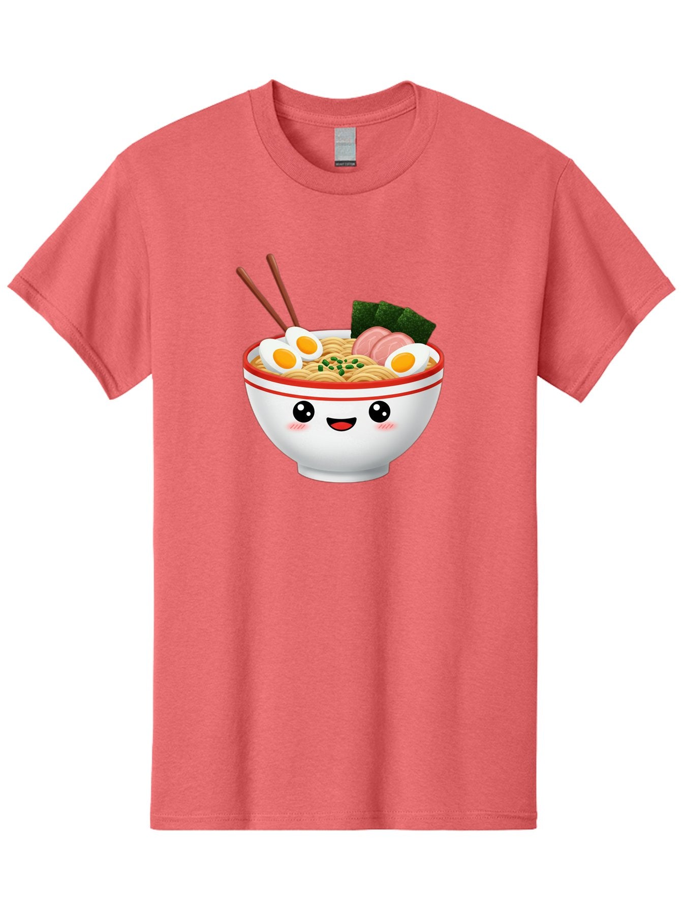 Ramen-Bowl-1 Men'S Graphic Tee, 100% Cotton, Comfortable Casual Summer Wear, Machine Washable, Cartoon Ramen Bowl, Steaming Hot Ramen, Boiled Egg, Sliced Ham, Seaweed, Chopsticks, Kawaii Food, Japanese Cuisine, Noodle Soup, Anime Style, Bae706 13