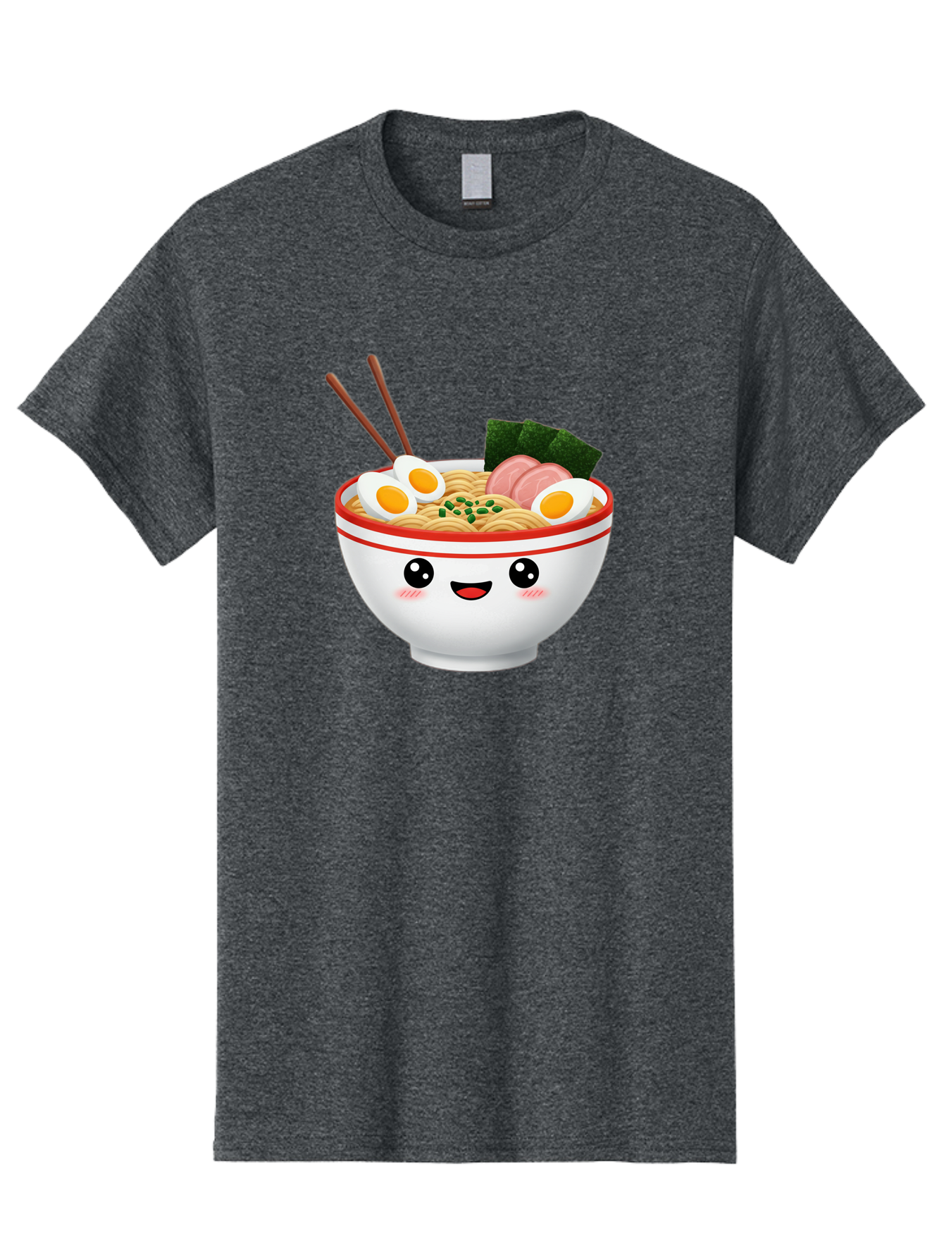 Ramen-Bowl-1 Men'S Graphic Tee, 100% Cotton, Comfortable Casual Summer Wear, Machine Washable, Cartoon Ramen Bowl, Steaming Hot Ramen, Boiled Egg, Sliced Ham, Seaweed, Chopsticks, Kawaii Food, Japanese Cuisine, Noodle Soup, Anime Style, Bae706 3