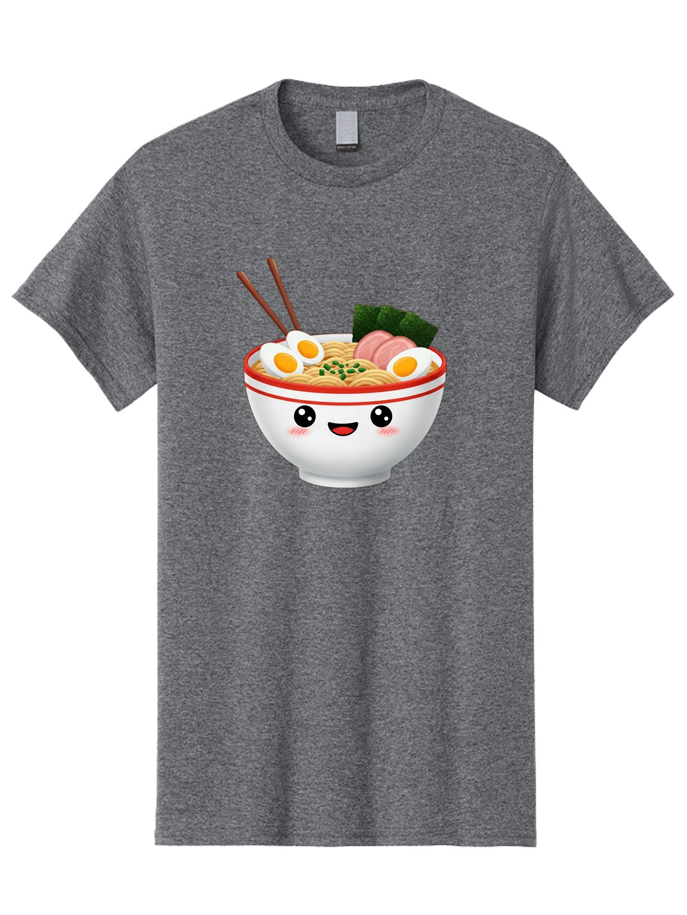 Ramen-Bowl-1 Men'S Graphic Tee, 100% Cotton, Comfortable Casual Summer Wear, Machine Washable, Cartoon Ramen Bowl, Steaming Hot Ramen, Boiled Egg, Sliced Ham, Seaweed, Chopsticks, Kawaii Food, Japanese Cuisine, Noodle Soup, Anime Style, Bae706 5