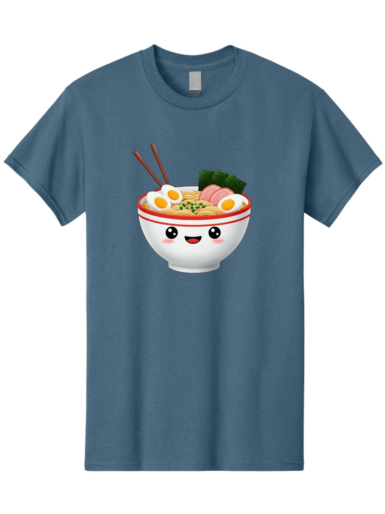 Ramen-Bowl-1 Men'S Graphic Tee, 100% Cotton, Comfortable Casual Summer Wear, Machine Washable, Cartoon Ramen Bowl, Steaming Hot Ramen, Boiled Egg, Sliced Ham, Seaweed, Chopsticks, Kawaii Food, Japanese Cuisine, Noodle Soup, Anime Style, Bae706 4