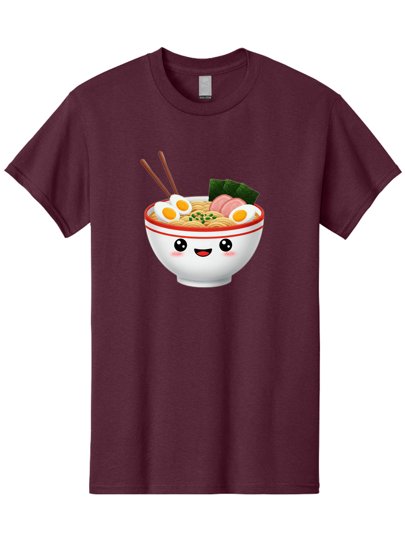 Ramen-Bowl-1 Men'S Graphic Tee, 100% Cotton, Comfortable Casual Summer Wear, Machine Washable, Cartoon Ramen Bowl, Steaming Hot Ramen, Boiled Egg, Sliced Ham, Seaweed, Chopsticks, Kawaii Food, Japanese Cuisine, Noodle Soup, Anime Style, Bae706 10