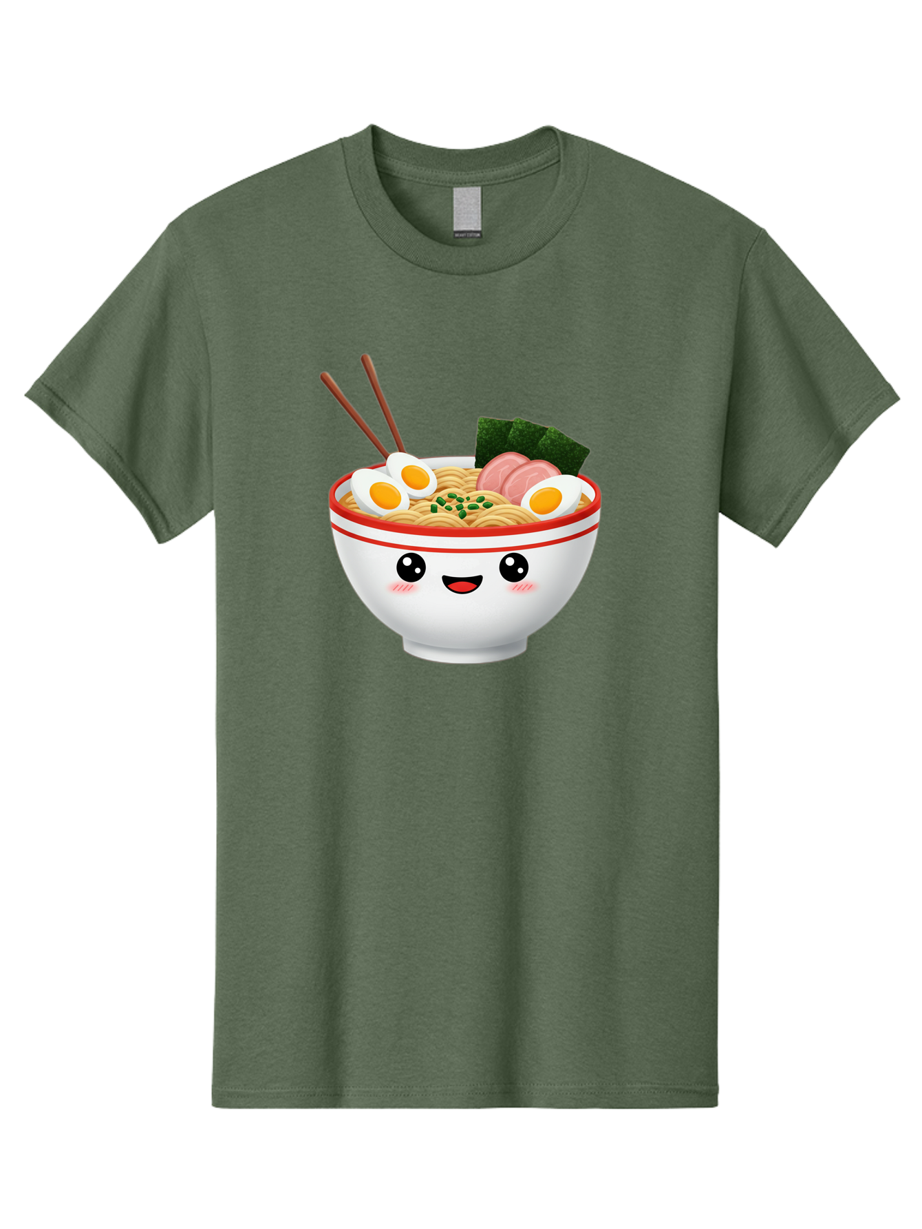 Ramen-Bowl-1 Men'S Graphic Tee, 100% Cotton, Comfortable Casual Summer Wear, Machine Washable, Cartoon Ramen Bowl, Steaming Hot Ramen, Boiled Egg, Sliced Ham, Seaweed, Chopsticks, Kawaii Food, Japanese Cuisine, Noodle Soup, Anime Style, Bae706 13