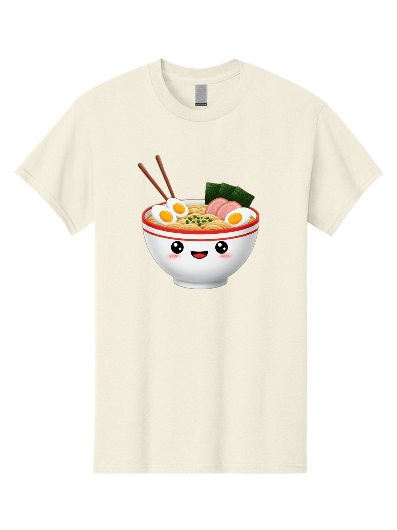 Ramen-Bowl-1 Men'S Graphic Tee, 100% Cotton, Comfortable Casual Summer Wear, Machine Washable, Cartoon Ramen Bowl, Steaming Hot Ramen, Boiled Egg, Sliced Ham, Seaweed, Chopsticks, Kawaii Food, Japanese Cuisine, Noodle Soup, Anime Style, Bae706 6