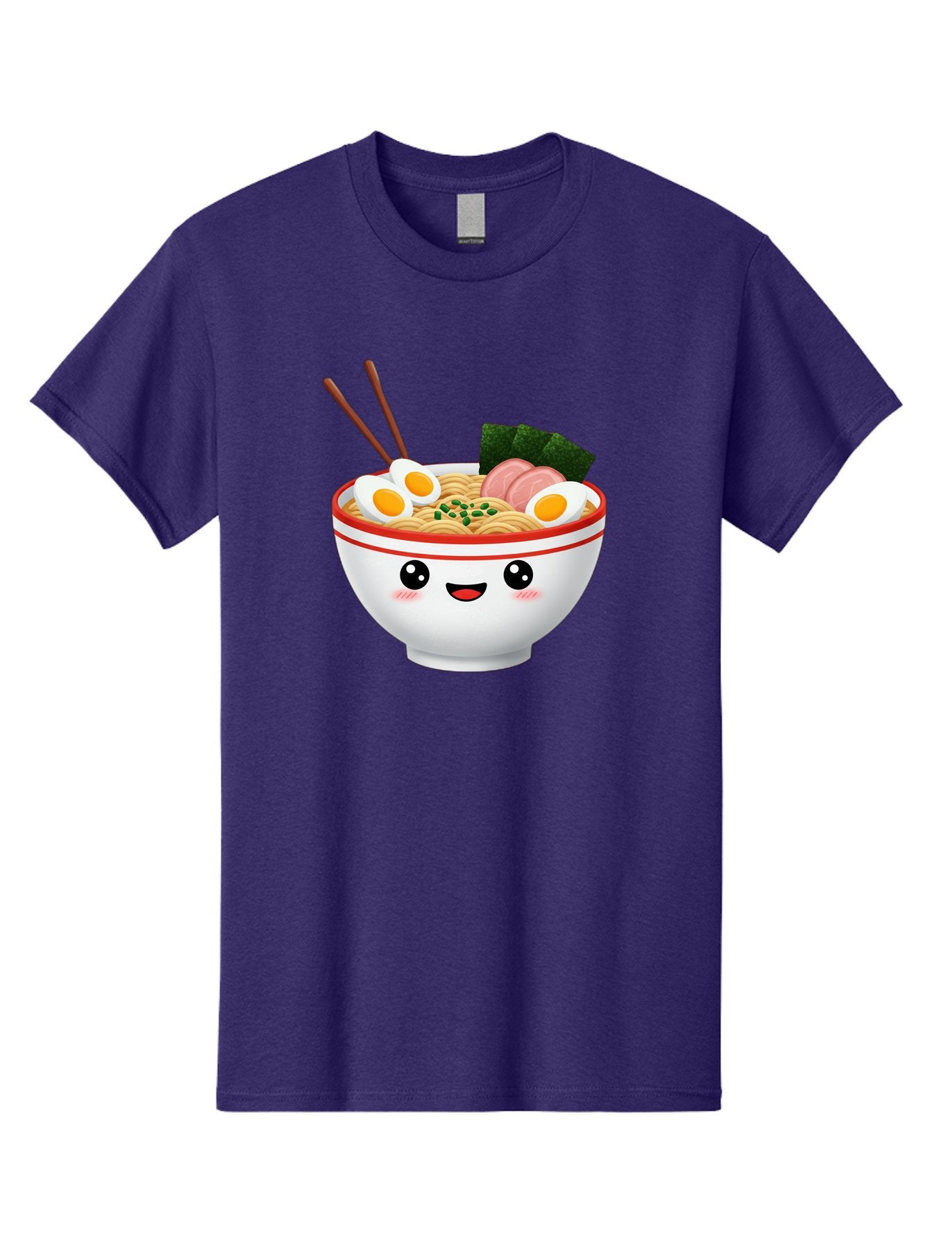 Ramen-Bowl-1 Men'S Graphic Tee, 100% Cotton, Comfortable Casual Summer Wear, Machine Washable, Cartoon Ramen Bowl, Steaming Hot Ramen, Boiled Egg, Sliced Ham, Seaweed, Chopsticks, Kawaii Food, Japanese Cuisine, Noodle Soup, Anime Style, Bae706 10
