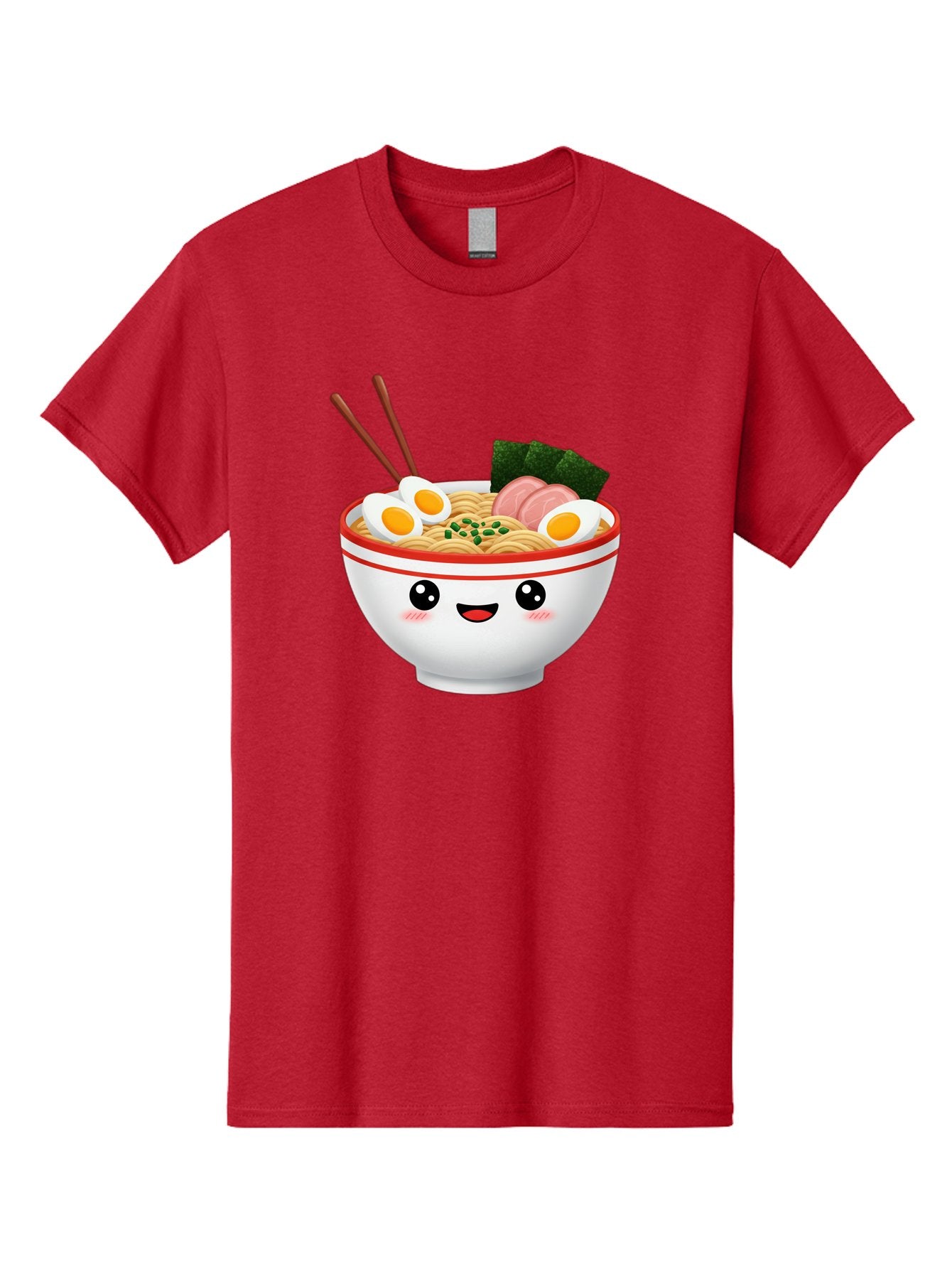 Ramen-Bowl-1 Men'S Graphic Tee, 100% Cotton, Comfortable Casual Summer Wear, Machine Washable, Cartoon Ramen Bowl, Steaming Hot Ramen, Boiled Egg, Sliced Ham, Seaweed, Chopsticks, Kawaii Food, Japanese Cuisine, Noodle Soup, Anime Style, Bae706 11