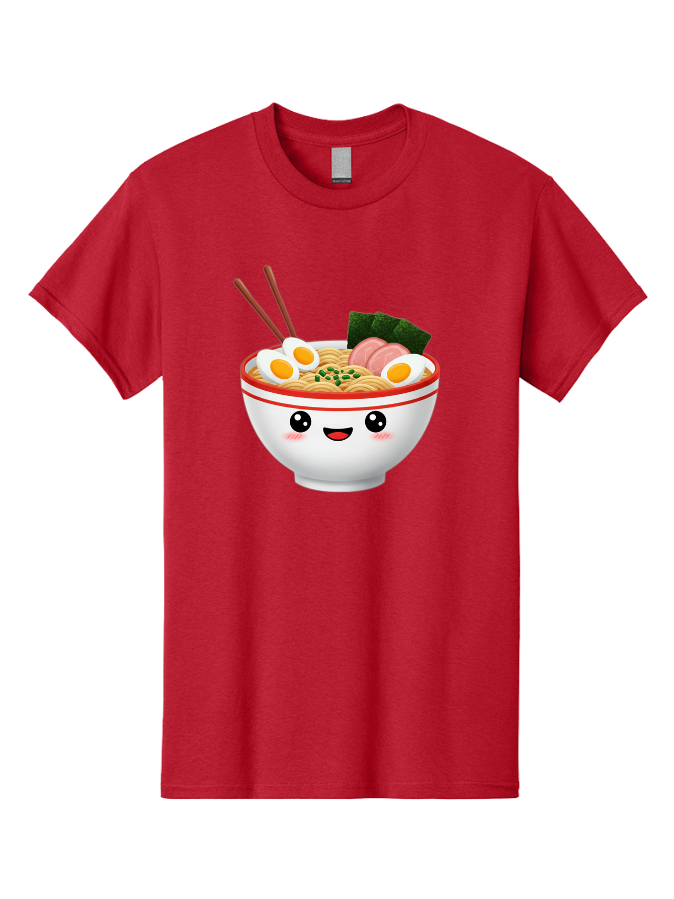 Ramen-Bowl-1 Men'S Graphic Tee, 100% Cotton, Comfortable Casual Summer Wear, Machine Washable, Cartoon Ramen Bowl, Steaming Hot Ramen, Boiled Egg, Sliced Ham, Seaweed, Chopsticks, Kawaii Food, Japanese Cuisine, Noodle Soup, Anime Style, Bae706 4