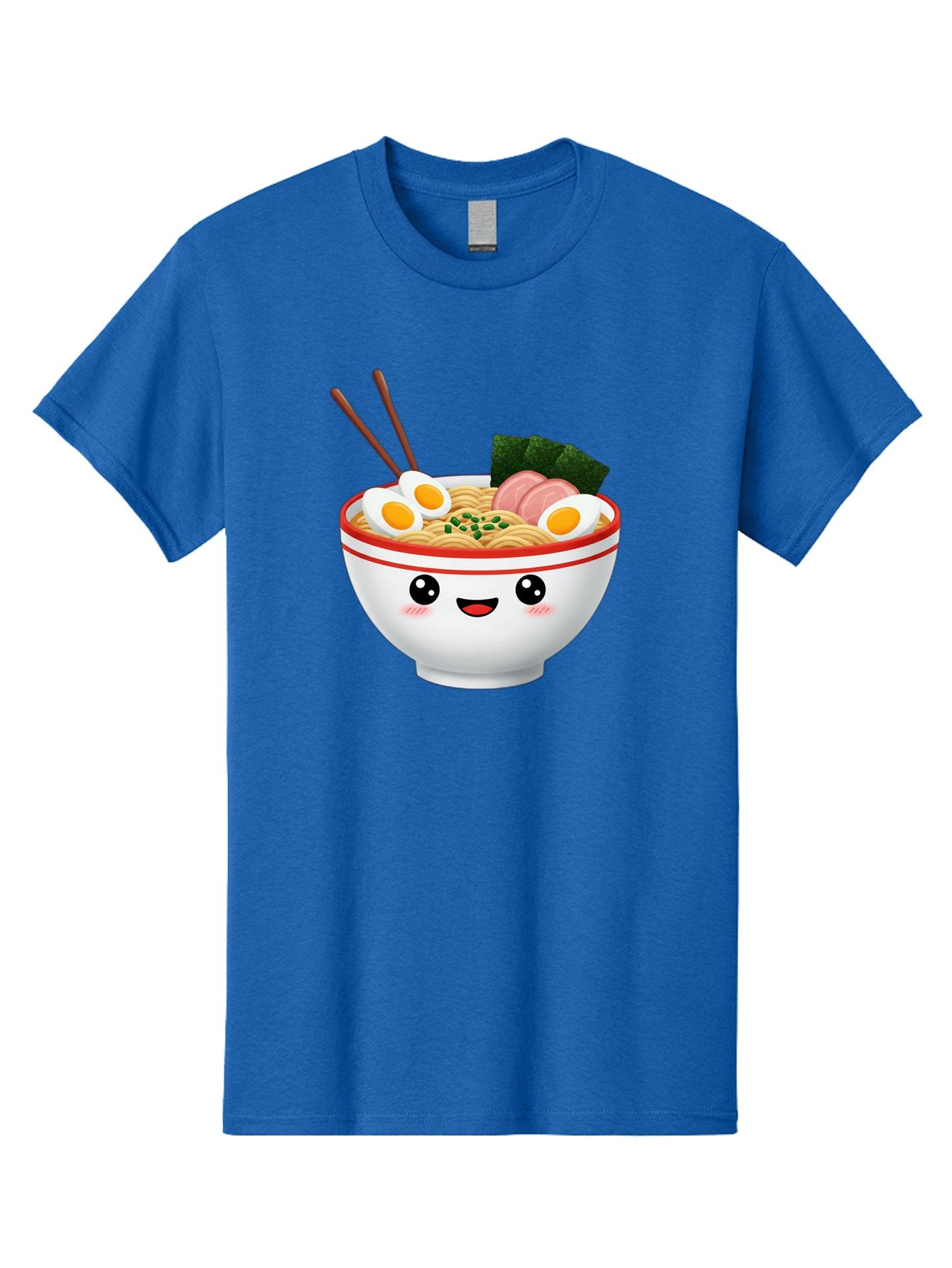 Ramen-Bowl-1 Men'S Graphic Tee, 100% Cotton, Comfortable Casual Summer Wear, Machine Washable, Cartoon Ramen Bowl, Steaming Hot Ramen, Boiled Egg, Sliced Ham, Seaweed, Chopsticks, Kawaii Food, Japanese Cuisine, Noodle Soup, Anime Style, Bae706 3