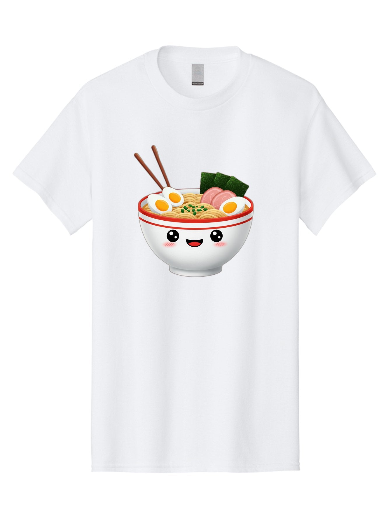 Ramen-Bowl-1 Men'S Graphic Tee, 100% Cotton, Comfortable Casual Summer Wear, Machine Washable, Cartoon Ramen Bowl, Steaming Hot Ramen, Boiled Egg, Sliced Ham, Seaweed, Chopsticks, Kawaii Food, Japanese Cuisine, Noodle Soup, Anime Style, Bae706 15
