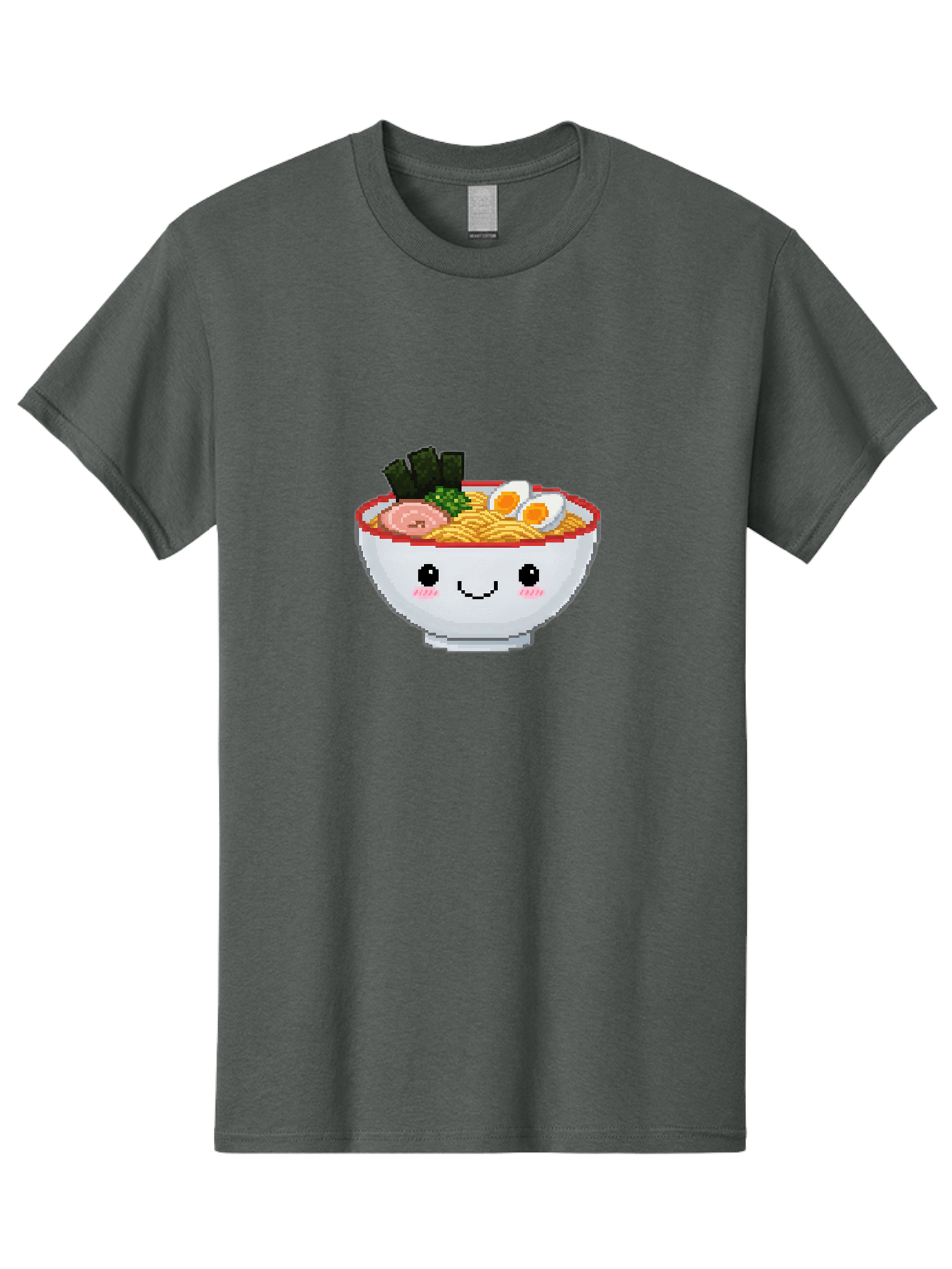 Ramen-Bowl-2 Men'S Graphic Tee, 100% Cotton, Comfortable Casual Summer Wear, Machine Washable, Delicious Ramen, Kawaii Food, Cartoon Noodle Bowl, Tasty Meal, Sliced Egg, Seaweed, Pink Ham, Smiling Bowl, Pixel Art, Noodle Soup Bae707 14