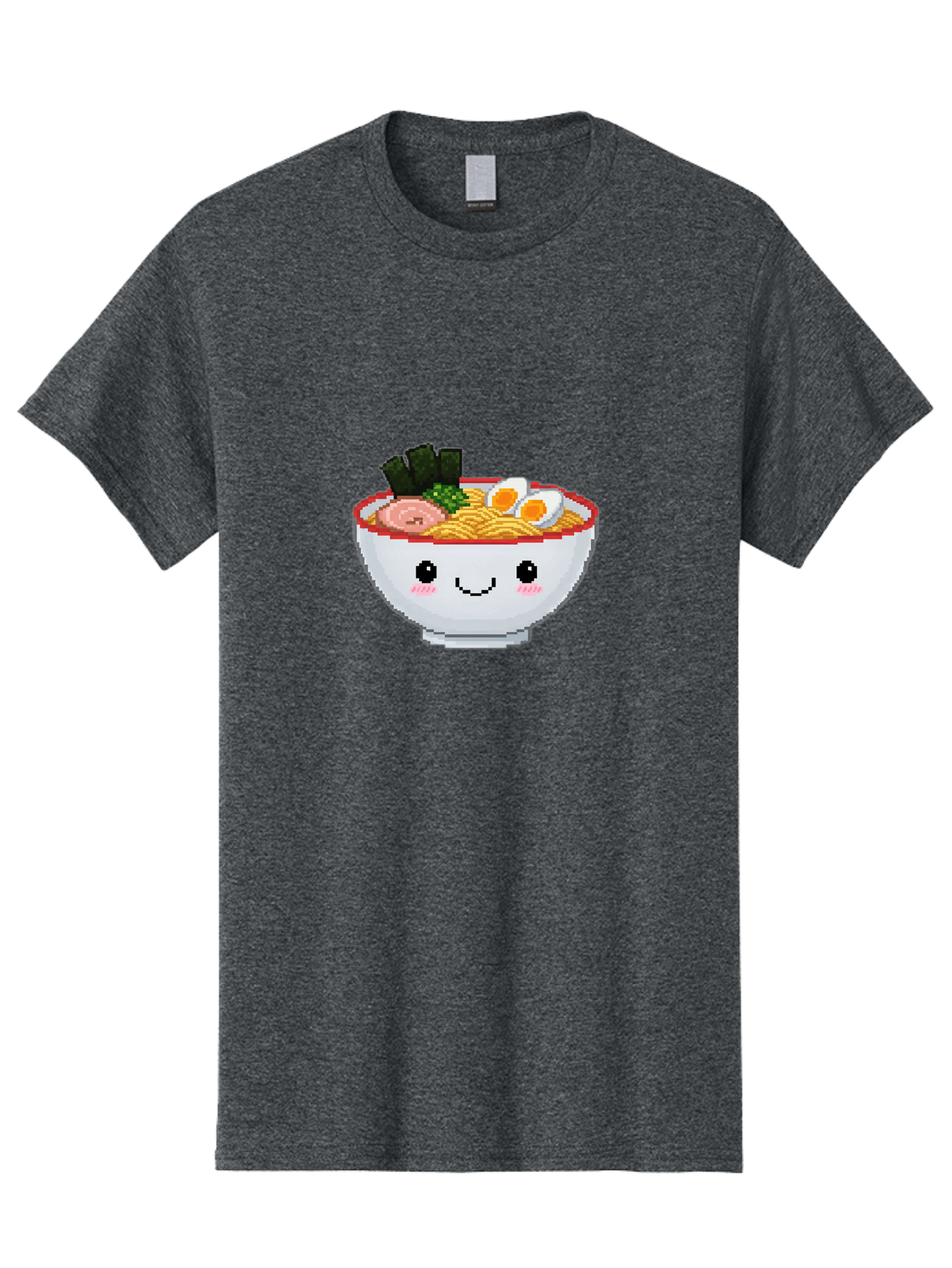 Ramen-Bowl-2 Men'S Graphic Tee, 100% Cotton, Comfortable Casual Summer Wear, Machine Washable, Delicious Ramen, Kawaii Food, Cartoon Noodle Bowl, Tasty Meal, Sliced Egg, Seaweed, Pink Ham, Smiling Bowl, Pixel Art, Noodle Soup Bae707 11