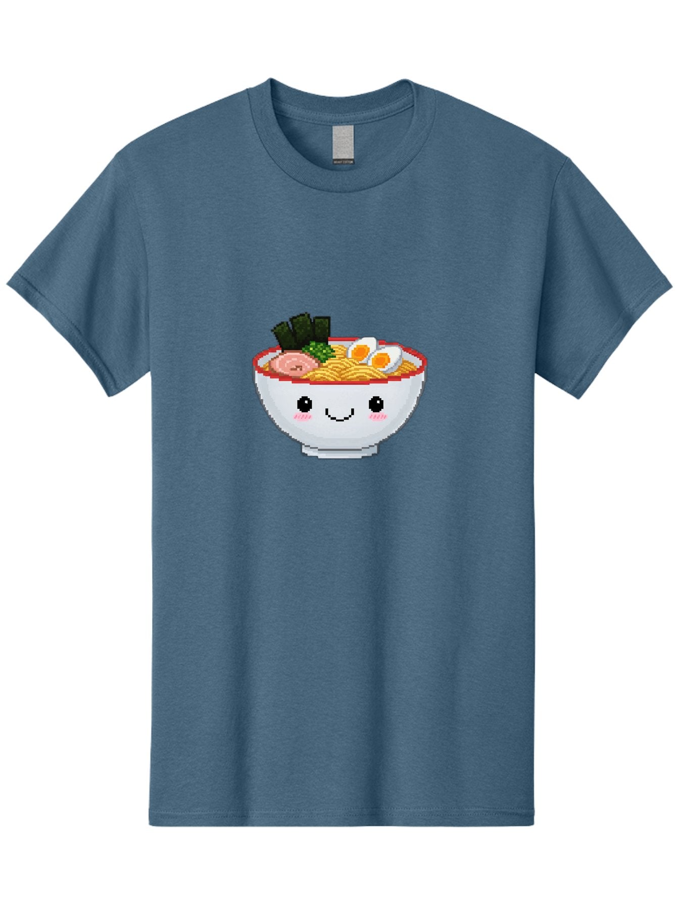 Ramen-Bowl-2 Men'S Graphic Tee, 100% Cotton, Comfortable Casual Summer Wear, Machine Washable, Delicious Ramen, Kawaii Food, Cartoon Noodle Bowl, Tasty Meal, Sliced Egg, Seaweed, Pink Ham, Smiling Bowl, Pixel Art, Noodle Soup Bae707 12