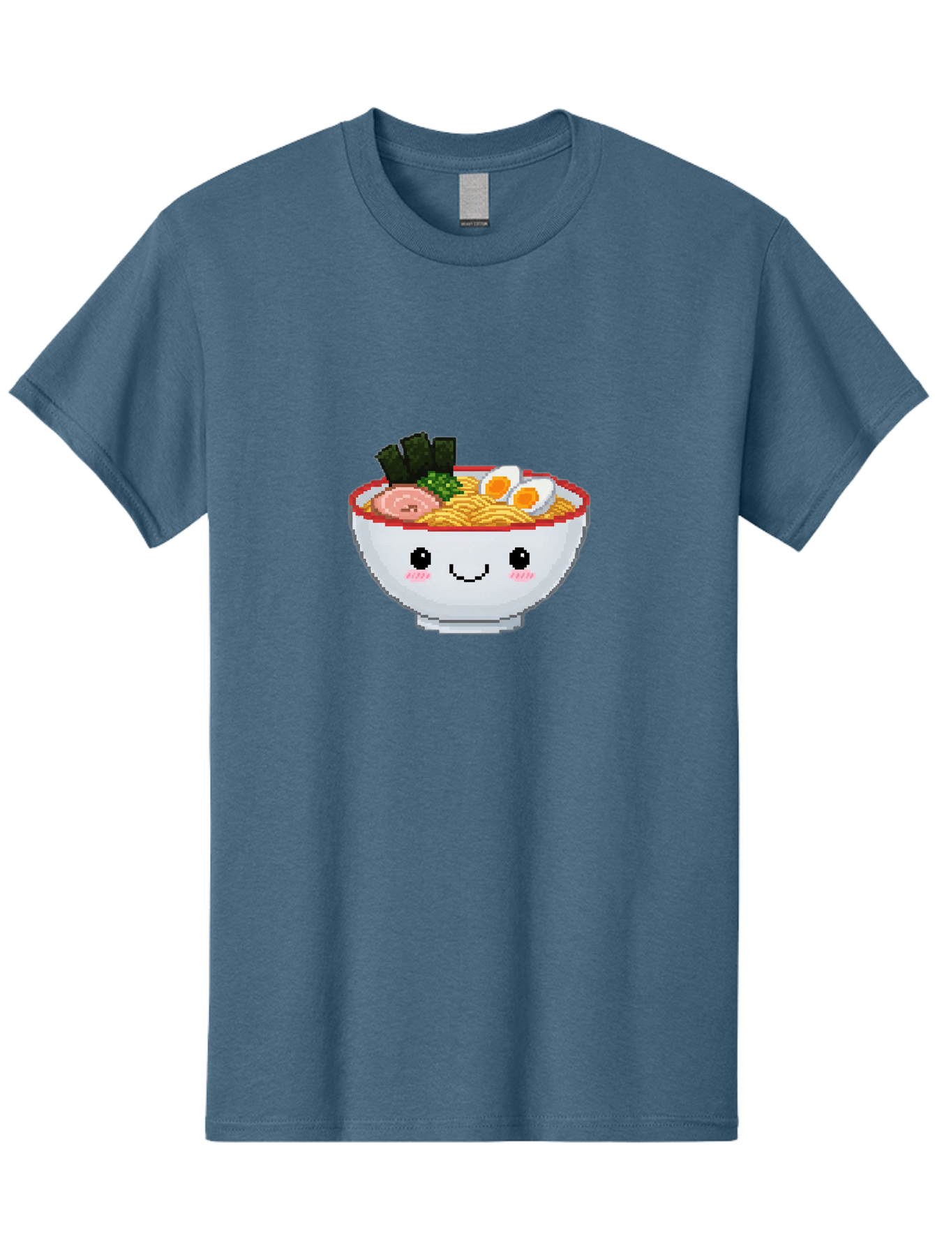 Ramen-Bowl-2 Men'S Graphic Tee, 100% Cotton, Comfortable Casual Summer Wear, Machine Washable, Delicious Ramen, Kawaii Food, Cartoon Noodle Bowl, Tasty Meal, Sliced Egg, Seaweed, Pink Ham, Smiling Bowl, Pixel Art, Noodle Soup Bae707 3