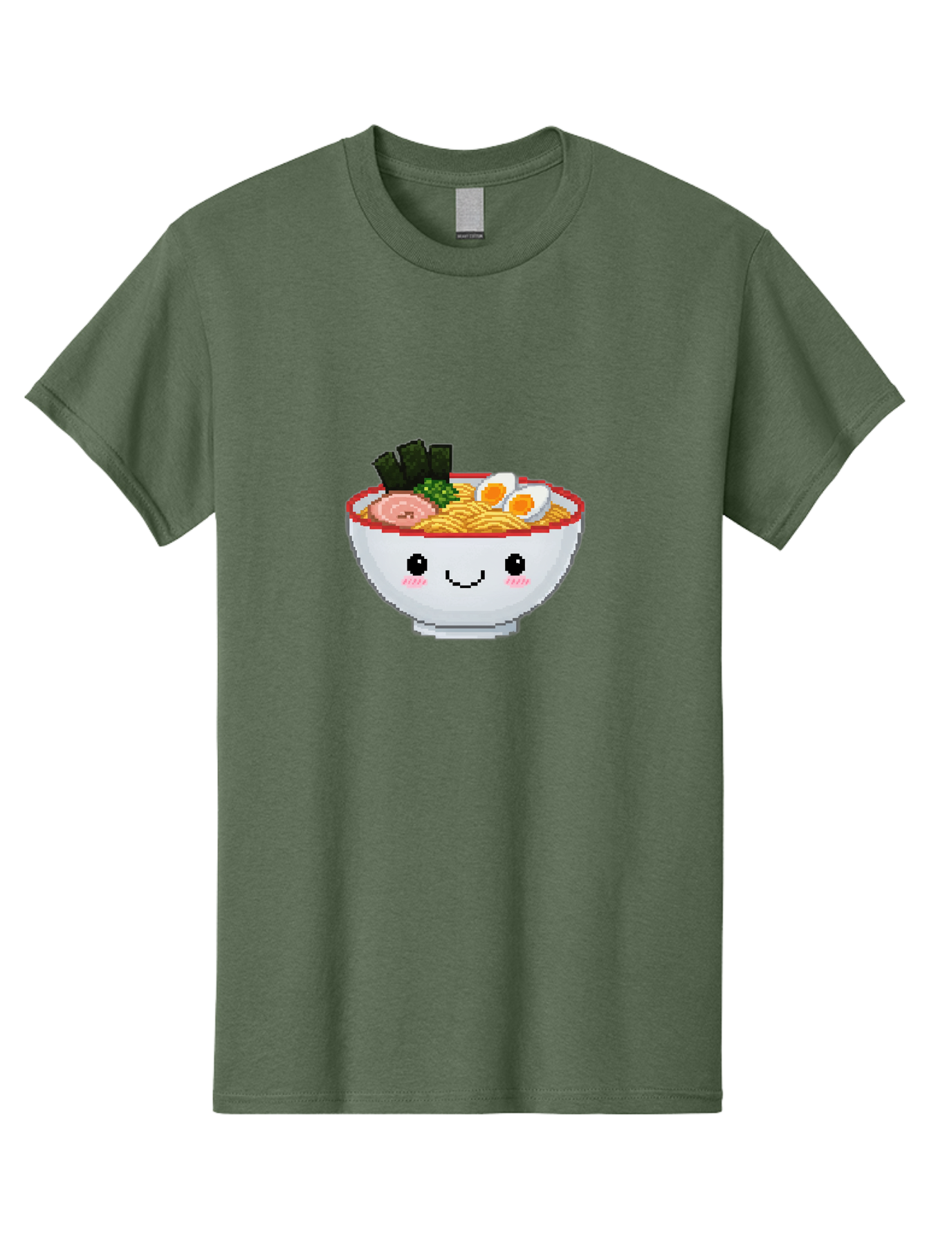 Ramen-Bowl-2 Men'S Graphic Tee, 100% Cotton, Comfortable Casual Summer Wear, Machine Washable, Delicious Ramen, Kawaii Food, Cartoon Noodle Bowl, Tasty Meal, Sliced Egg, Seaweed, Pink Ham, Smiling Bowl, Pixel Art, Noodle Soup Bae707 6