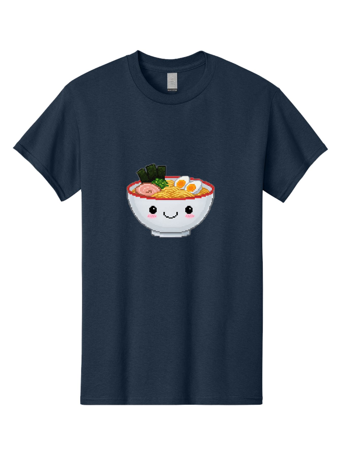 Ramen-Bowl-2 Men'S Graphic Tee, 100% Cotton, Comfortable Casual Summer Wear, Machine Washable, Delicious Ramen, Kawaii Food, Cartoon Noodle Bowl, Tasty Meal, Sliced Egg, Seaweed, Pink Ham, Smiling Bowl, Pixel Art, Noodle Soup Bae707 10