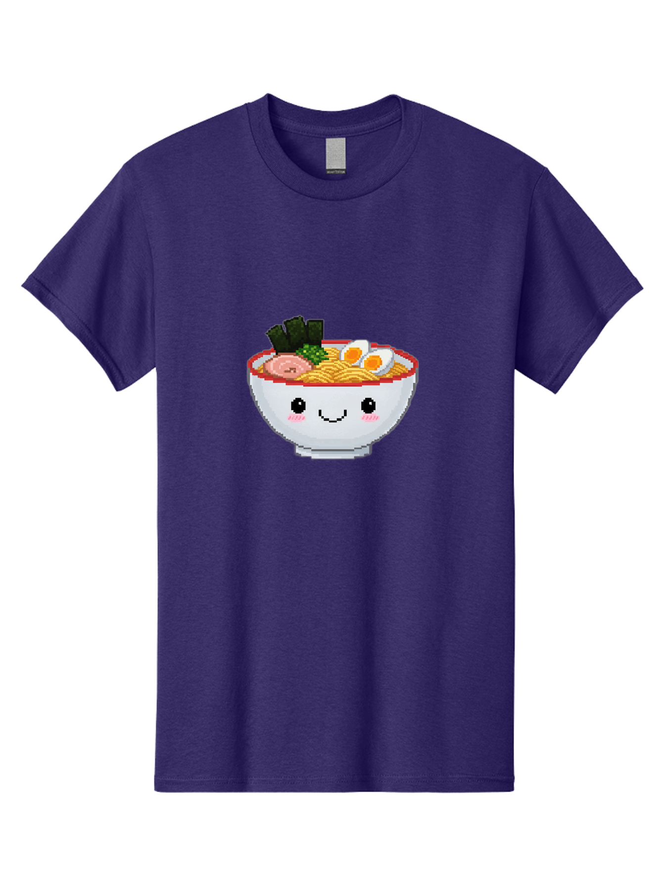 Ramen-Bowl-2 Men'S Graphic Tee, 100% Cotton, Comfortable Casual Summer Wear, Machine Washable, Delicious Ramen, Kawaii Food, Cartoon Noodle Bowl, Tasty Meal, Sliced Egg, Seaweed, Pink Ham, Smiling Bowl, Pixel Art, Noodle Soup Bae707 13
