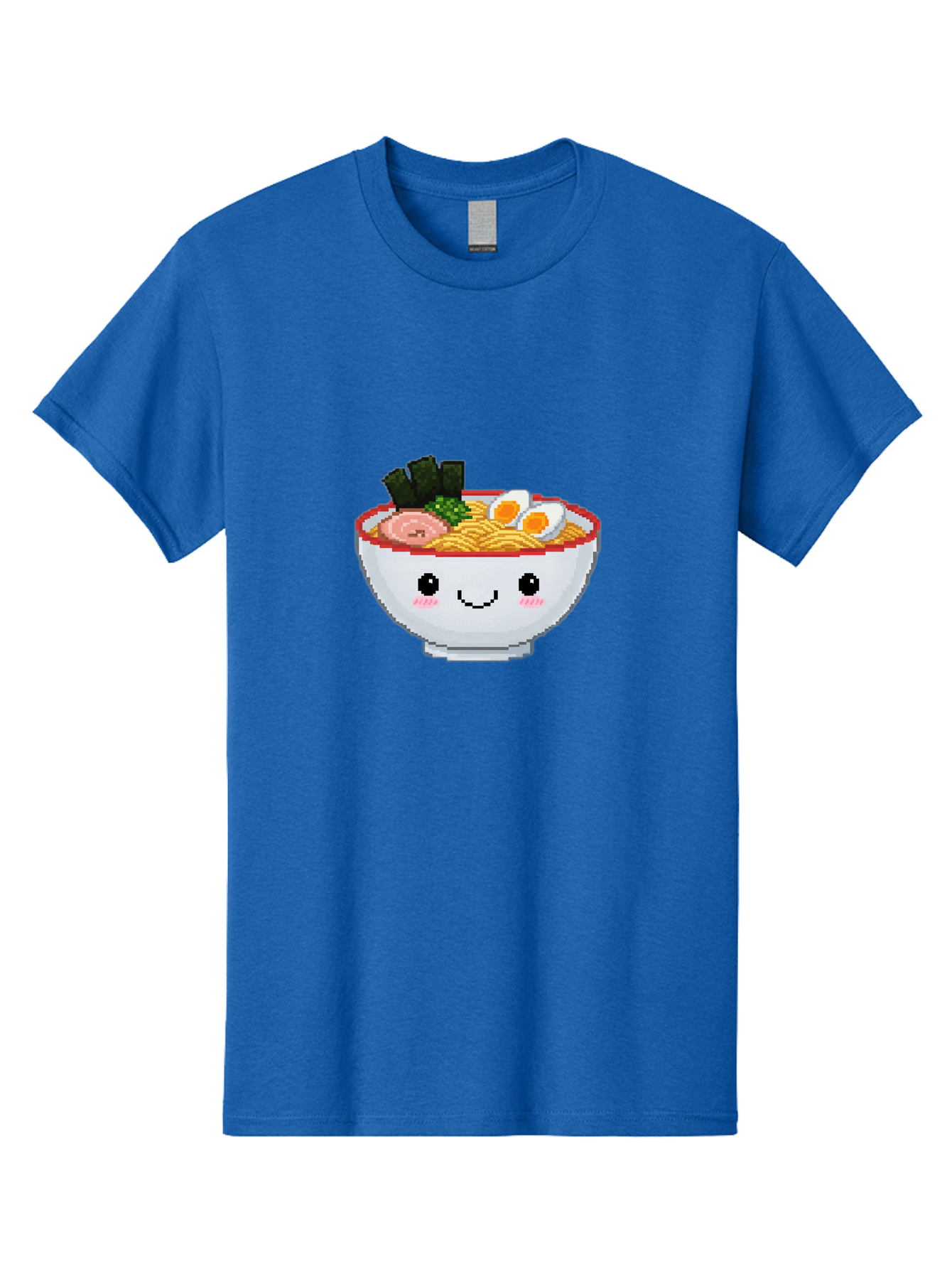Ramen-Bowl-2 Men'S Graphic Tee, 100% Cotton, Comfortable Casual Summer Wear, Machine Washable, Delicious Ramen, Kawaii Food, Cartoon Noodle Bowl, Tasty Meal, Sliced Egg, Seaweed, Pink Ham, Smiling Bowl, Pixel Art, Noodle Soup Bae707 8