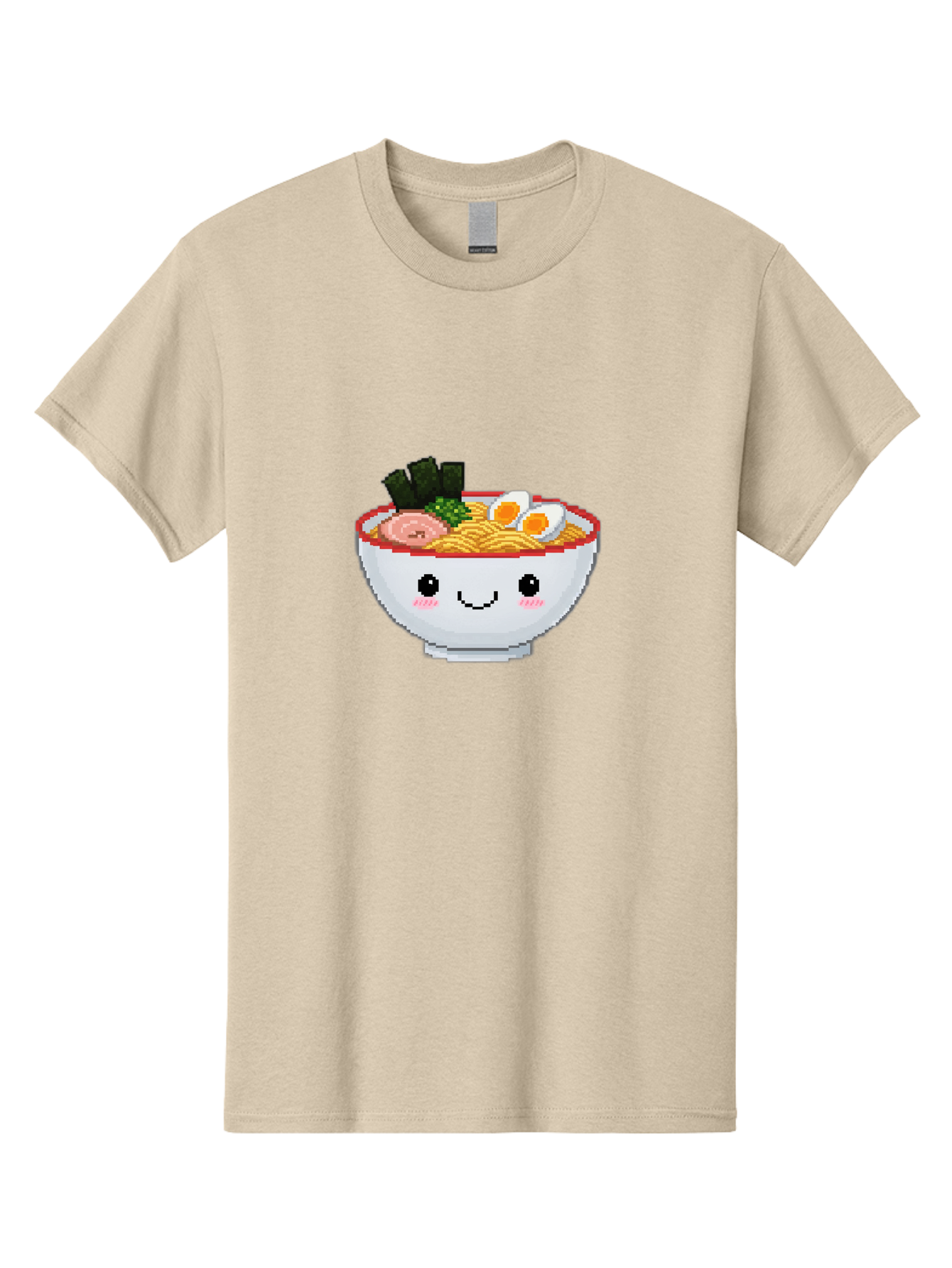 Ramen-Bowl-2 Men'S Graphic Tee, 100% Cotton, Comfortable Casual Summer Wear, Machine Washable, Delicious Ramen, Kawaii Food, Cartoon Noodle Bowl, Tasty Meal, Sliced Egg, Seaweed, Pink Ham, Smiling Bowl, Pixel Art, Noodle Soup Bae707 15