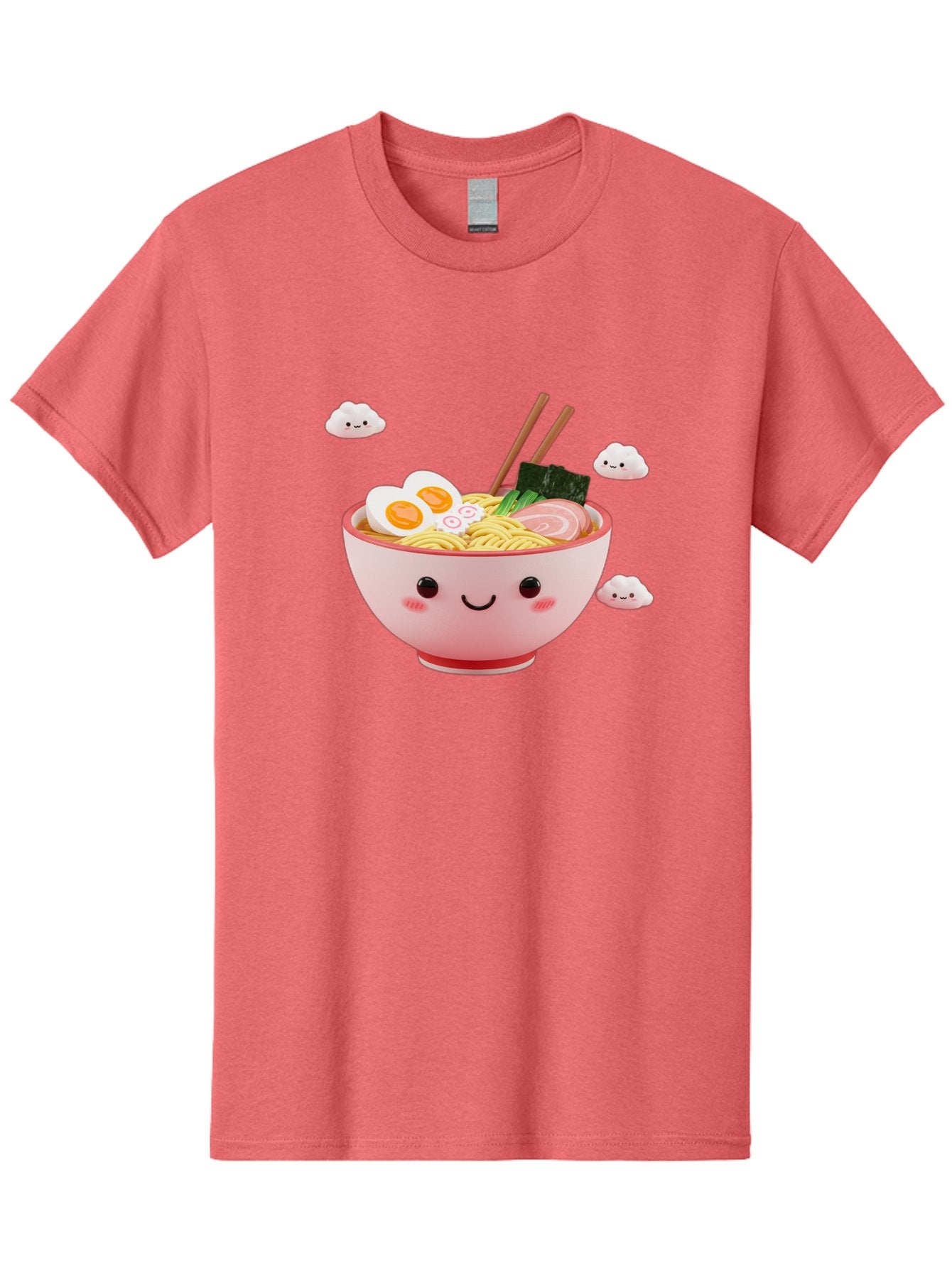 Ramen-Bowl-3 Men'S Graphic Tee, 100% Cotton, Comfortable Casual Summer Wear, Machine Washable, Steaming Hot Ramen, Kawaii Bowl, Cartoon Noodle Soup, Smiling Bowl, Boiled Egg, Sliced Pork, Seaweed, Chopsticks, Fish Cakes, Playful, Bae708 14