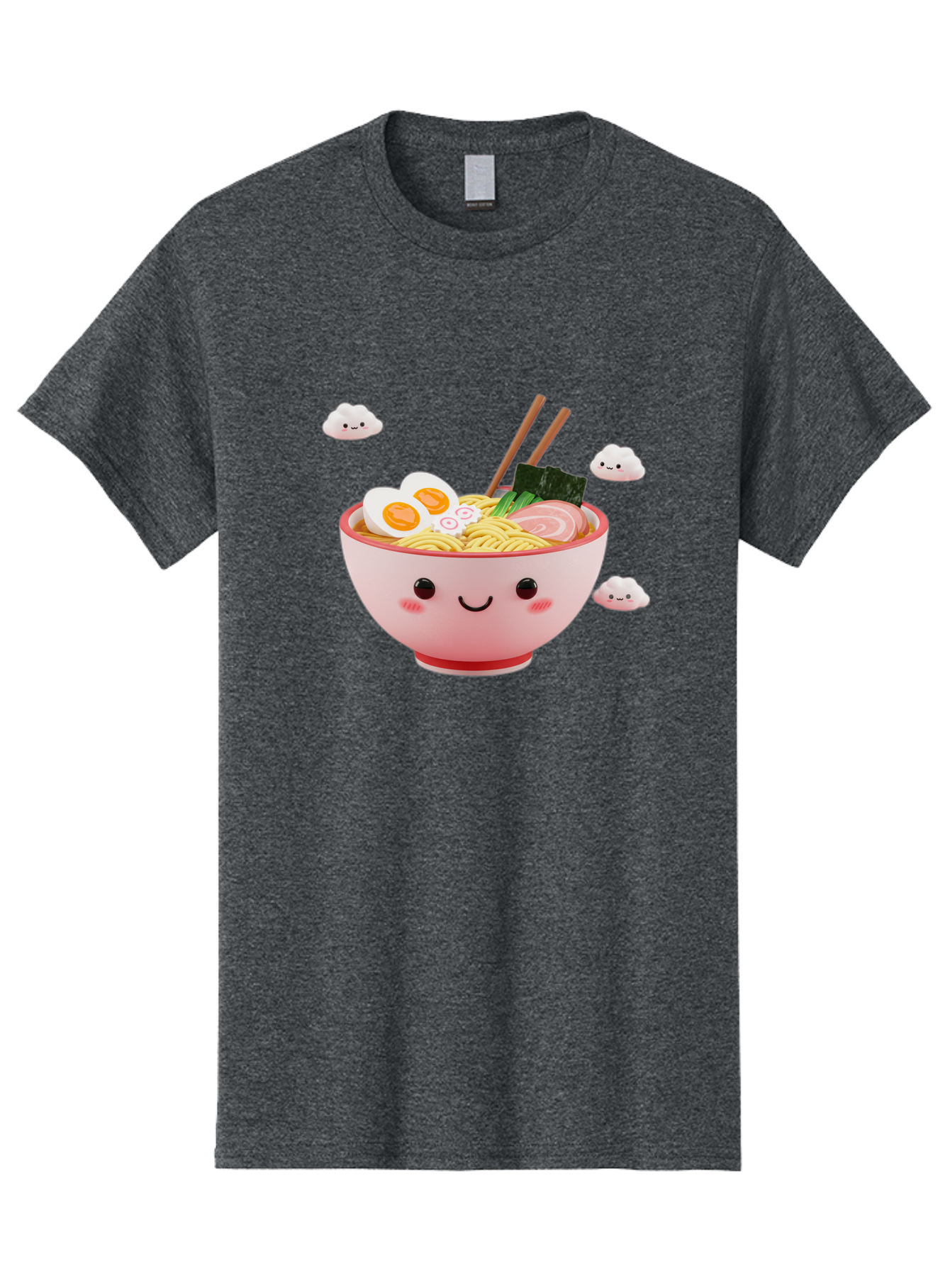 Ramen-Bowl-3 Men'S Graphic Tee, 100% Cotton, Comfortable Casual Summer Wear, Machine Washable, Steaming Hot Ramen, Kawaii Bowl, Cartoon Noodle Soup, Smiling Bowl, Boiled Egg, Sliced Pork, Seaweed, Chopsticks, Fish Cakes, Playful, Bae708 11