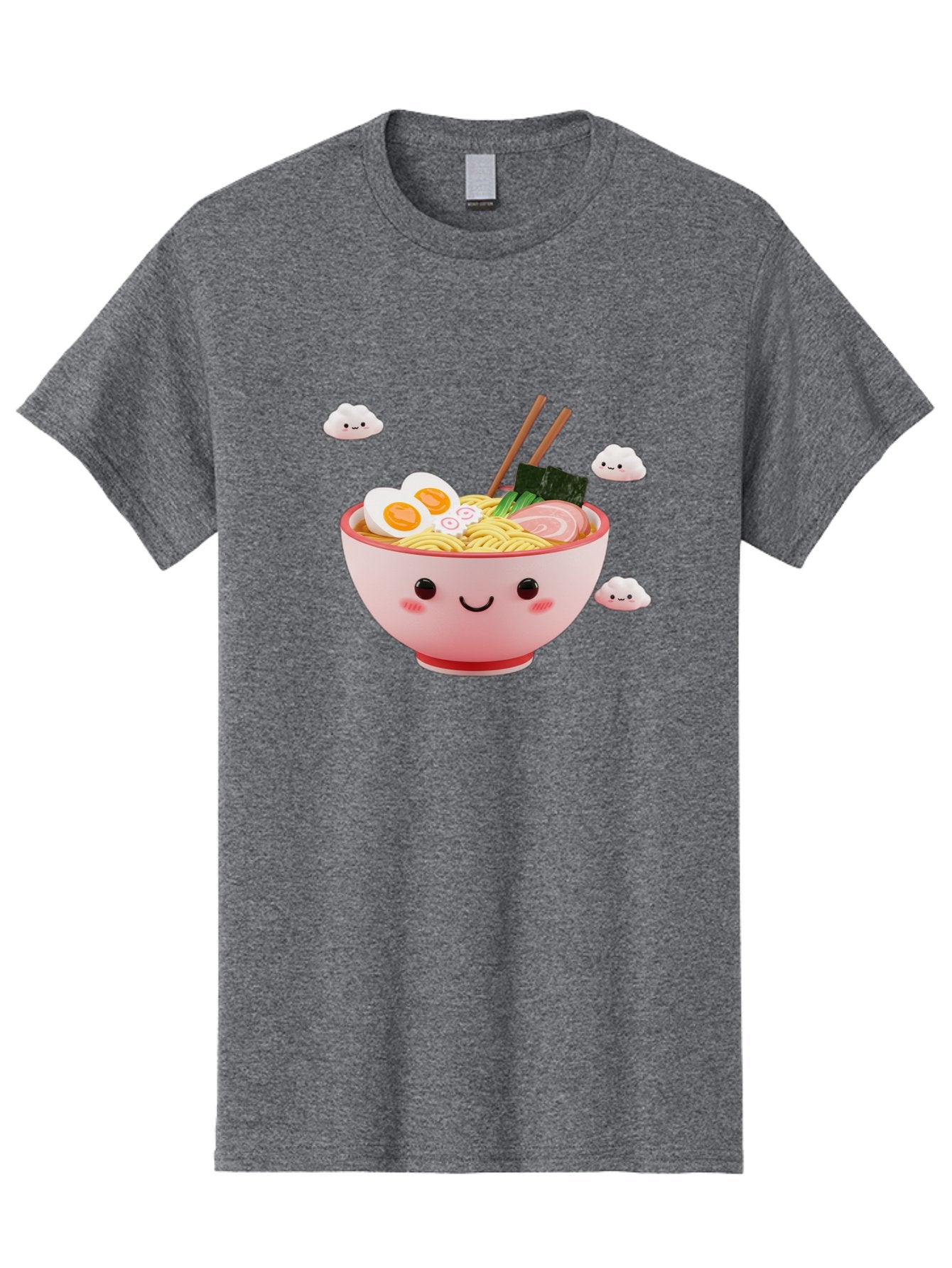 Ramen-Bowl-3 Men'S Graphic Tee, 100% Cotton, Comfortable Casual Summer Wear, Machine Washable, Steaming Hot Ramen, Kawaii Bowl, Cartoon Noodle Soup, Smiling Bowl, Boiled Egg, Sliced Pork, Seaweed, Chopsticks, Fish Cakes, Playful, Bae708 8