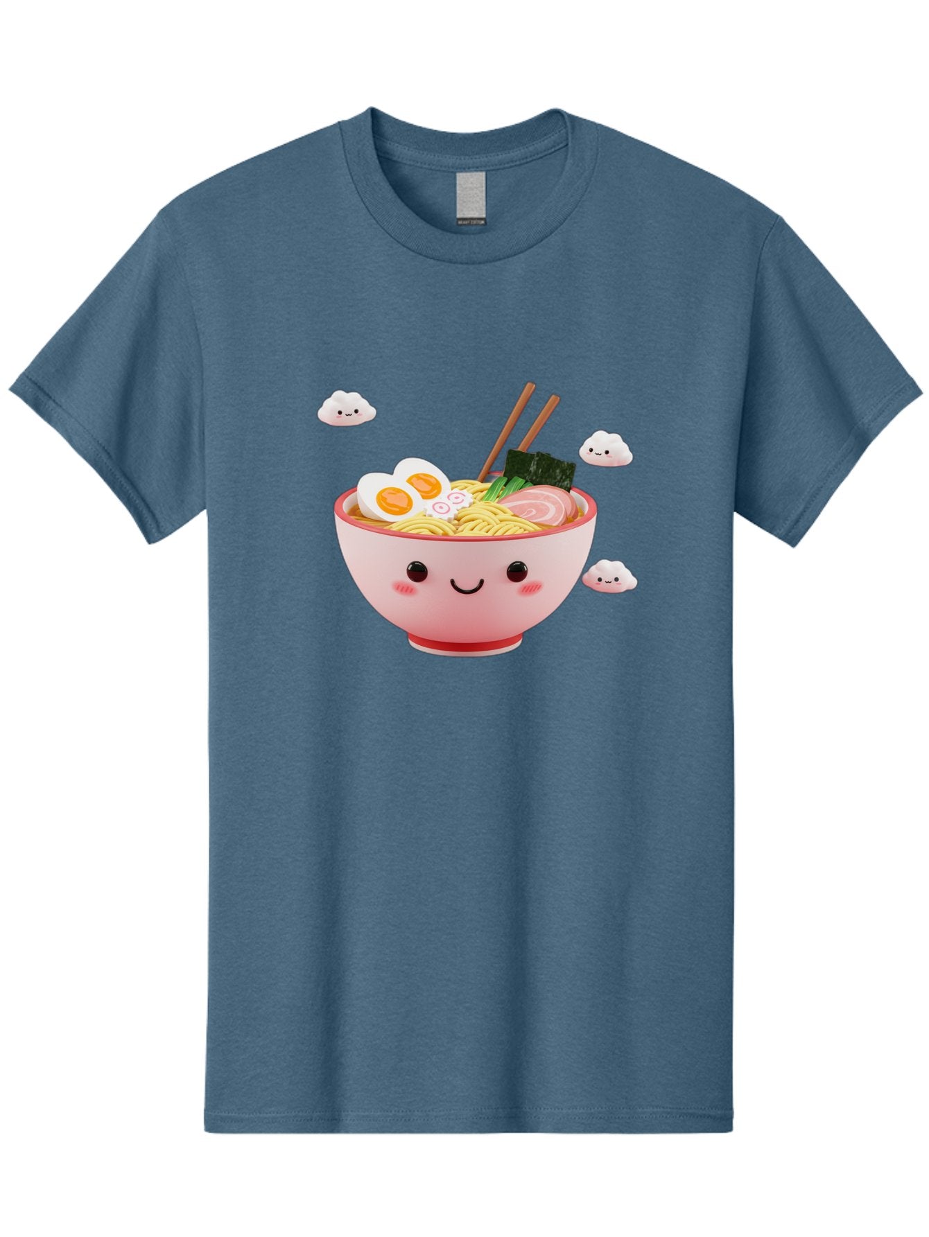 Ramen-Bowl-3 Men'S Graphic Tee, 100% Cotton, Comfortable Casual Summer Wear, Machine Washable, Steaming Hot Ramen, Kawaii Bowl, Cartoon Noodle Soup, Smiling Bowl, Boiled Egg, Sliced Pork, Seaweed, Chopsticks, Fish Cakes, Playful, Bae708 13