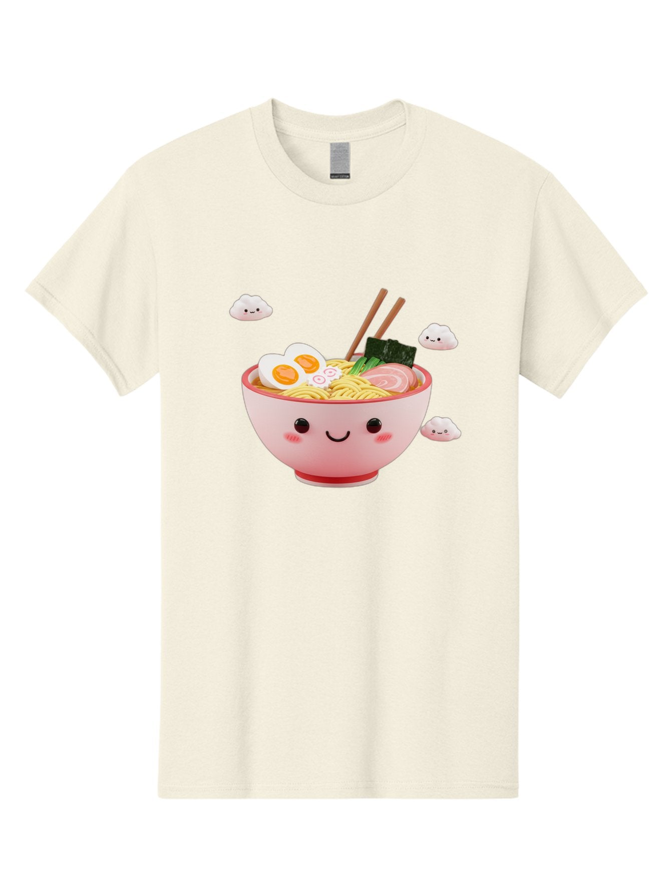 Ramen-Bowl-3 Men'S Graphic Tee, 100% Cotton, Comfortable Casual Summer Wear, Machine Washable, Steaming Hot Ramen, Kawaii Bowl, Cartoon Noodle Soup, Smiling Bowl, Boiled Egg, Sliced Pork, Seaweed, Chopsticks, Fish Cakes, Playful, Bae708 15