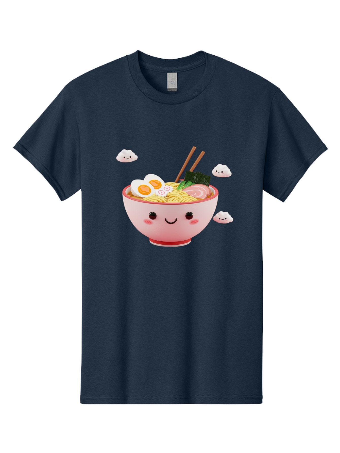 Ramen-Bowl-3 Men'S Graphic Tee, 100% Cotton, Comfortable Casual Summer Wear, Machine Washable, Steaming Hot Ramen, Kawaii Bowl, Cartoon Noodle Soup, Smiling Bowl, Boiled Egg, Sliced Pork, Seaweed, Chopsticks, Fish Cakes, Playful, Bae708 6