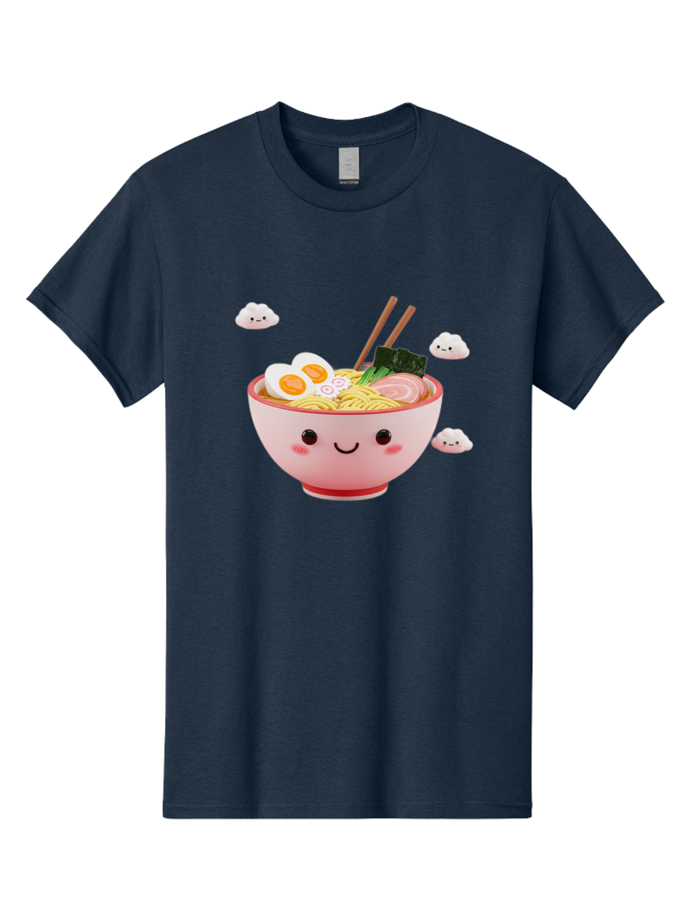 Ramen-Bowl-3 Men'S Graphic Tee, 100% Cotton, Comfortable Casual Summer Wear, Machine Washable, Steaming Hot Ramen, Kawaii Bowl, Cartoon Noodle Soup, Smiling Bowl, Boiled Egg, Sliced Pork, Seaweed, Chopsticks, Fish Cakes, Playful, Bae708 7