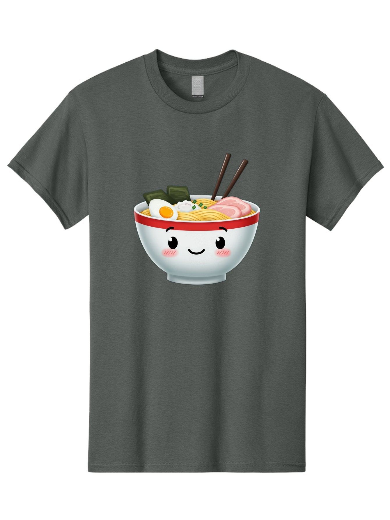 Ramen-Bowl-4 Men'S Graphic Tee, 100% Cotton, Comfortable Casual Summer Wear, Machine Washable, Japanese Ramen, Steaming Hot Noodles, Boiled Egg, Seaweed, Pork Slices, Chopsticks, Kawaii Cartoon, Foodie, Tasty Meal, Delicious Cuisine, Bae709