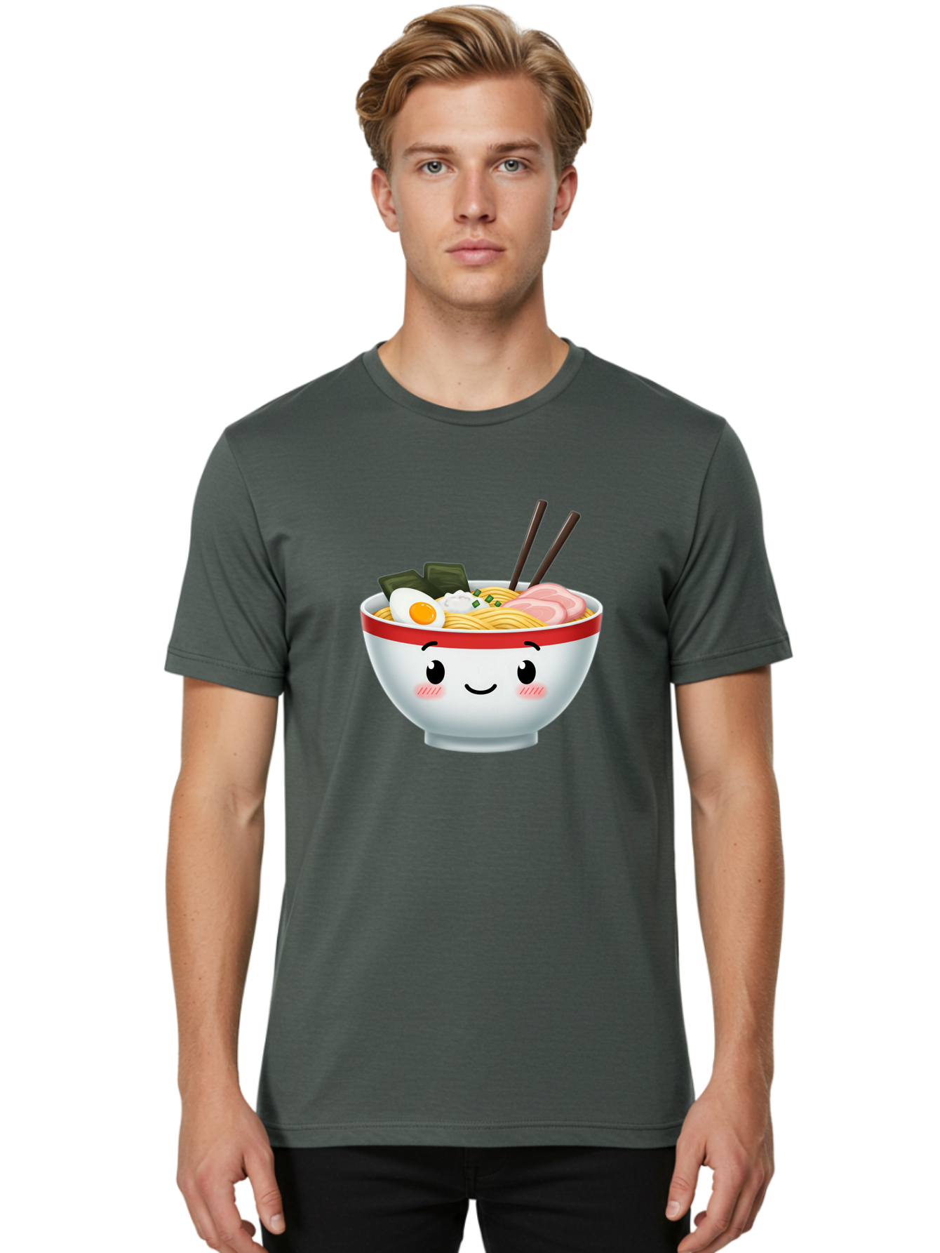 Ramen-Bowl-4 Men'S Graphic Tee, 100% Cotton, Comfortable Casual Summer Wear, Machine Washable, Japanese Ramen, Steaming Hot Noodles, Boiled Egg, Seaweed, Pork Slices, Chopsticks, Kawaii Cartoon, Foodie, Tasty Meal, Delicious Cuisine, Bae709 26