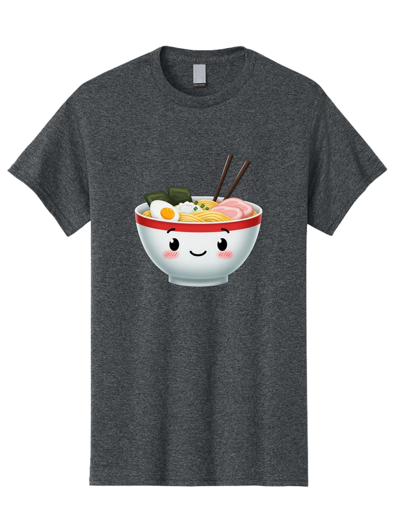 Ramen-Bowl-4 Men'S Graphic Tee, 100% Cotton, Comfortable Casual Summer Wear, Machine Washable, Japanese Ramen, Steaming Hot Noodles, Boiled Egg, Seaweed, Pork Slices, Chopsticks, Kawaii Cartoon, Foodie, Tasty Meal, Delicious Cuisine, Bae709