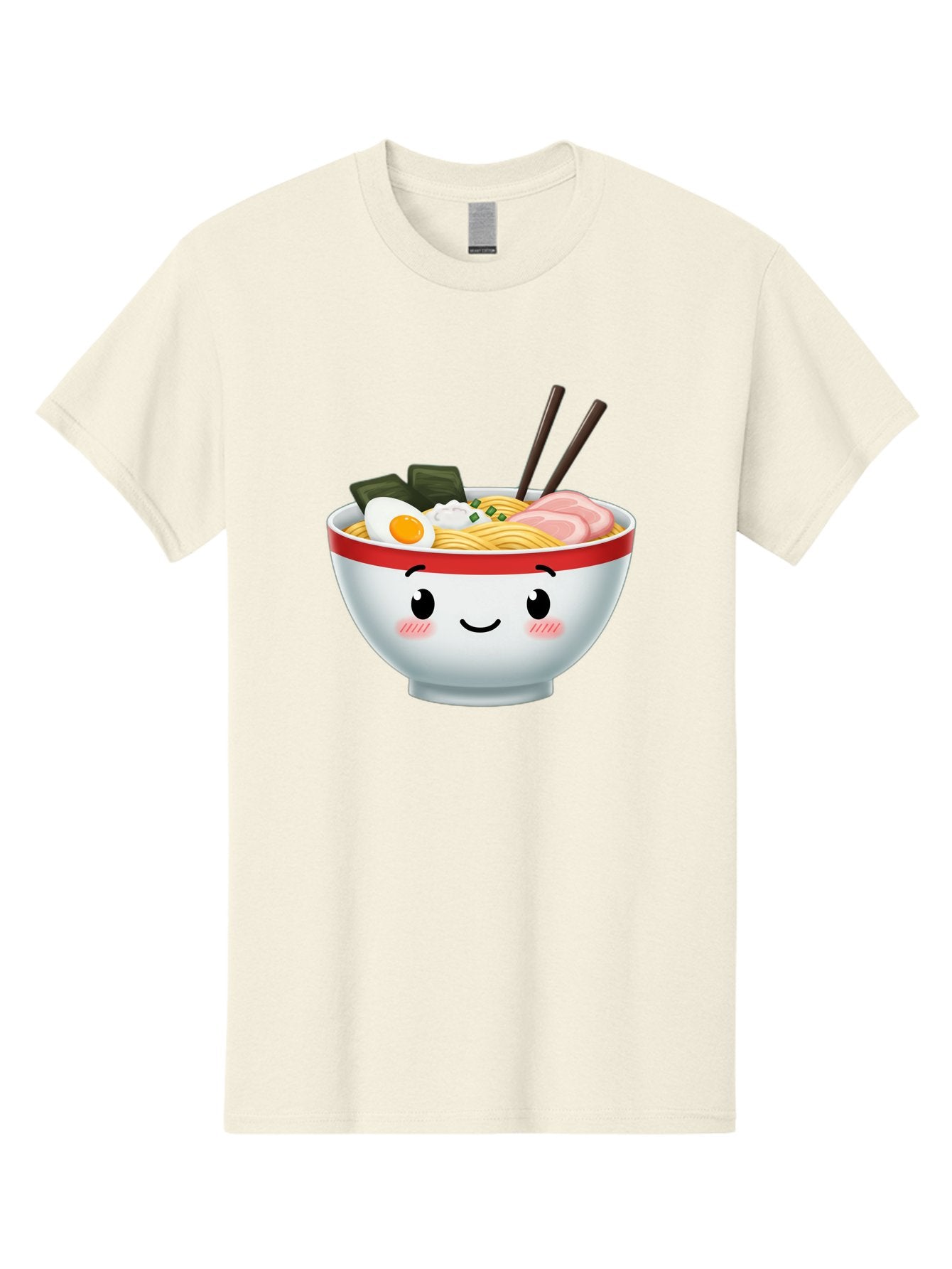 Ramen-Bowl-4 Men'S Graphic Tee, 100% Cotton, Comfortable Casual Summer Wear, Machine Washable, Japanese Ramen, Steaming Hot Noodles, Boiled Egg, Seaweed, Pork Slices, Chopsticks, Kawaii Cartoon, Foodie, Tasty Meal, Delicious Cuisine, Bae709 3
