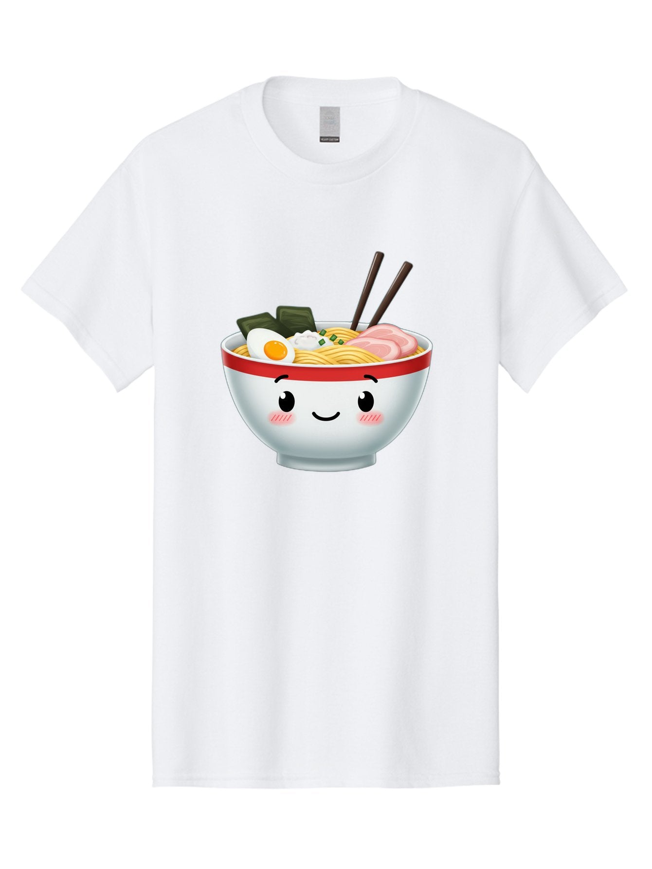 Ramen-Bowl-4 Men'S Graphic Tee, 100% Cotton, Comfortable Casual Summer Wear, Machine Washable, Japanese Ramen, Steaming Hot Noodles, Boiled Egg, Seaweed, Pork Slices, Chopsticks, Kawaii Cartoon, Foodie, Tasty Meal, Delicious Cuisine, Bae709 4