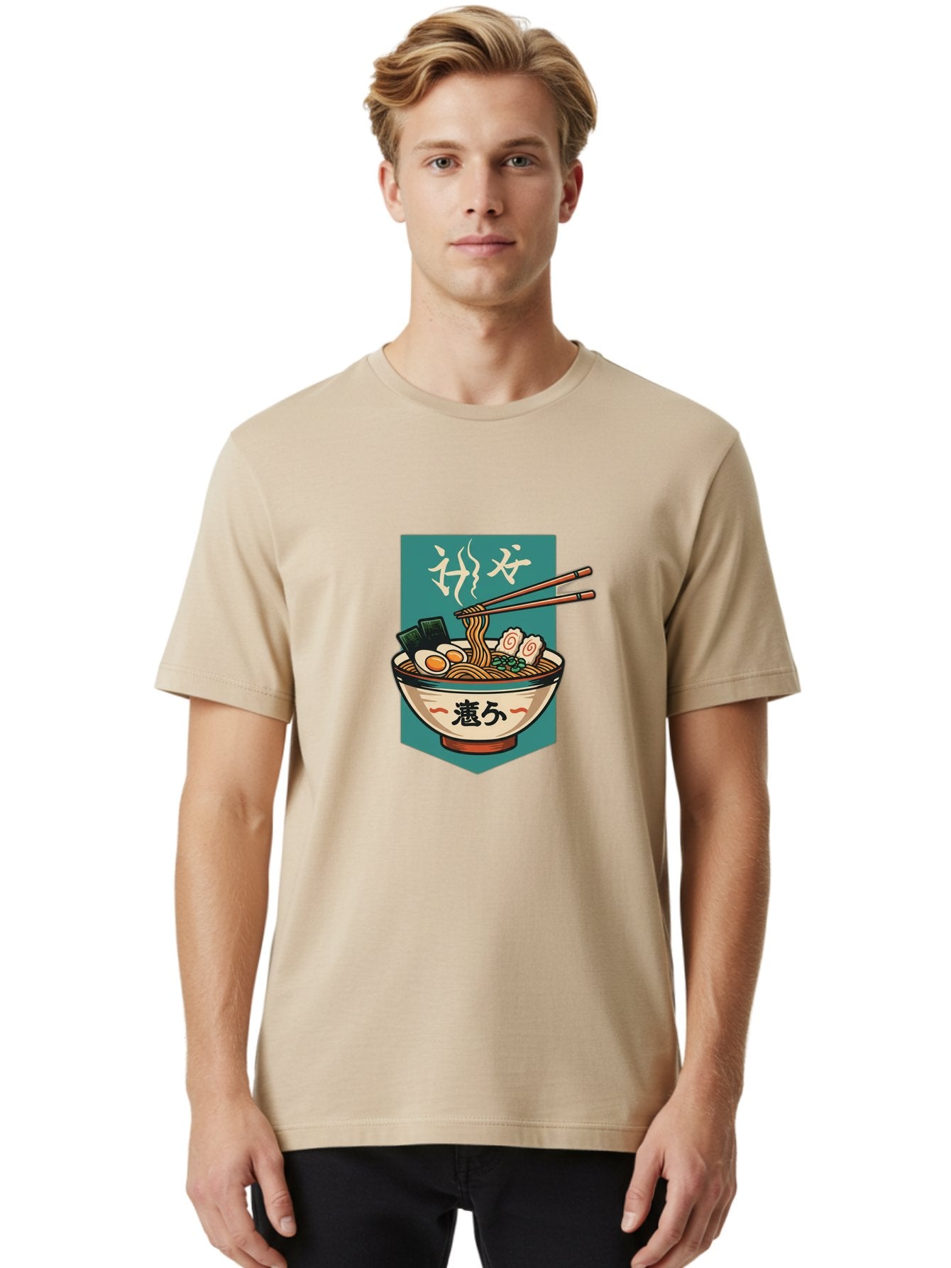 Ramen-Bowl-5 Men'S Graphic Tee, 100% Cotton, Comfortable Casual Summer Wear, Machine Washable, Steaming Bowl Of Ramen, Japanese Cuisine, Noodle Soup, Chopsticks, Egg, Seaweed, Pork Slices, Savory Dish, Comfort Food, Asian Flavors Bae710 20