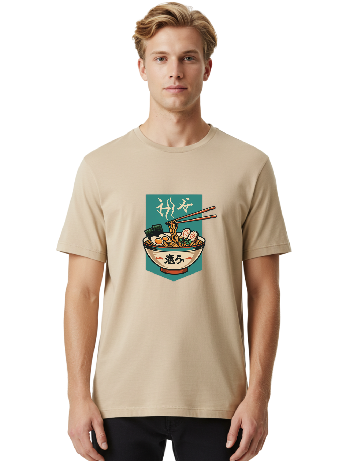 Ramen-Bowl-5 Men'S Graphic Tee, 100% Cotton, Comfortable Casual Summer Wear, Machine Washable, Steaming Bowl Of Ramen, Japanese Cuisine, Noodle Soup, Chopsticks, Egg, Seaweed, Pork Slices, Savory Dish, Comfort Food, Asian Flavors Bae710 30