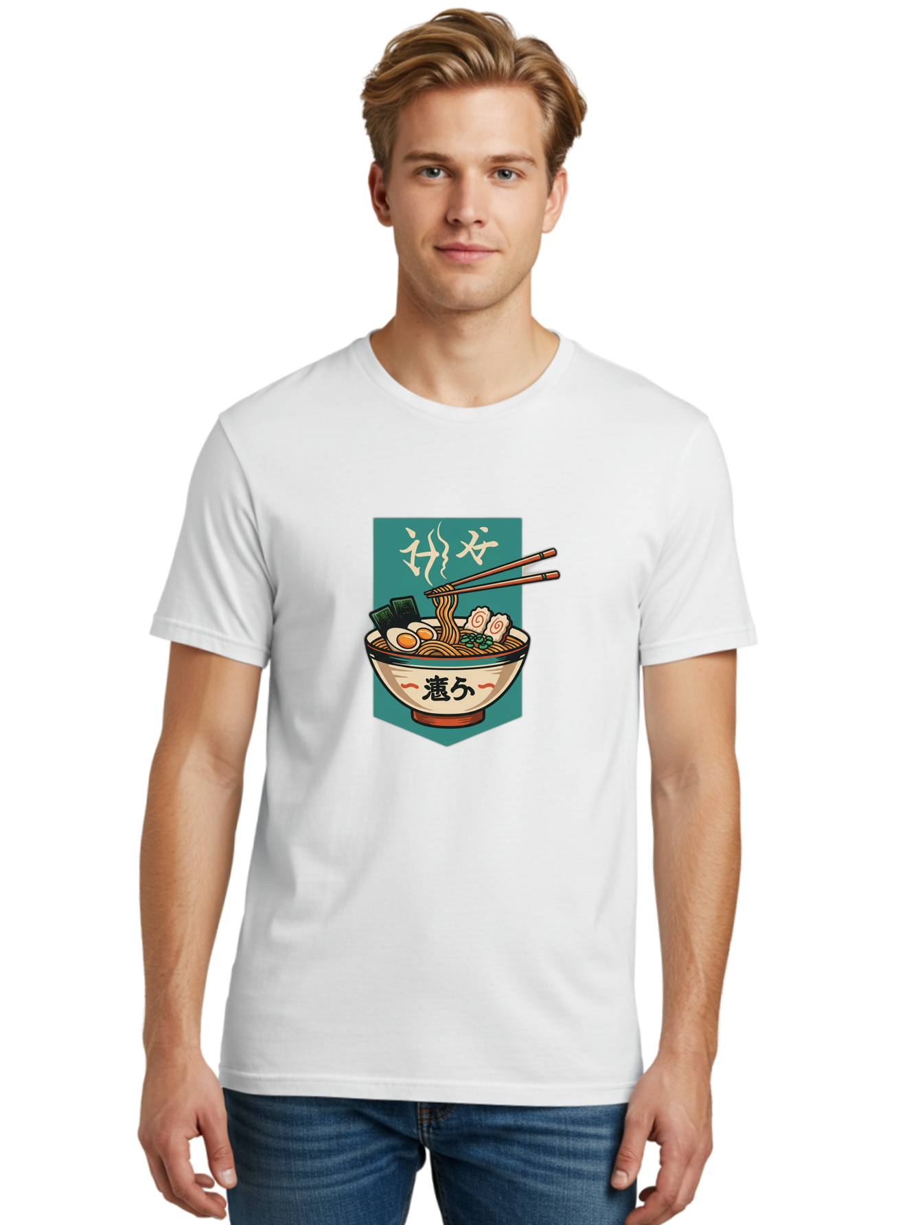 Ramen-Bowl-5 Men'S Graphic Tee, 100% Cotton, Comfortable Casual Summer Wear, Machine Washable, Steaming Bowl Of Ramen, Japanese Cuisine, Noodle Soup, Chopsticks, Egg, Seaweed, Pork Slices, Savory Dish, Comfort Food, Asian Flavors Bae710 28