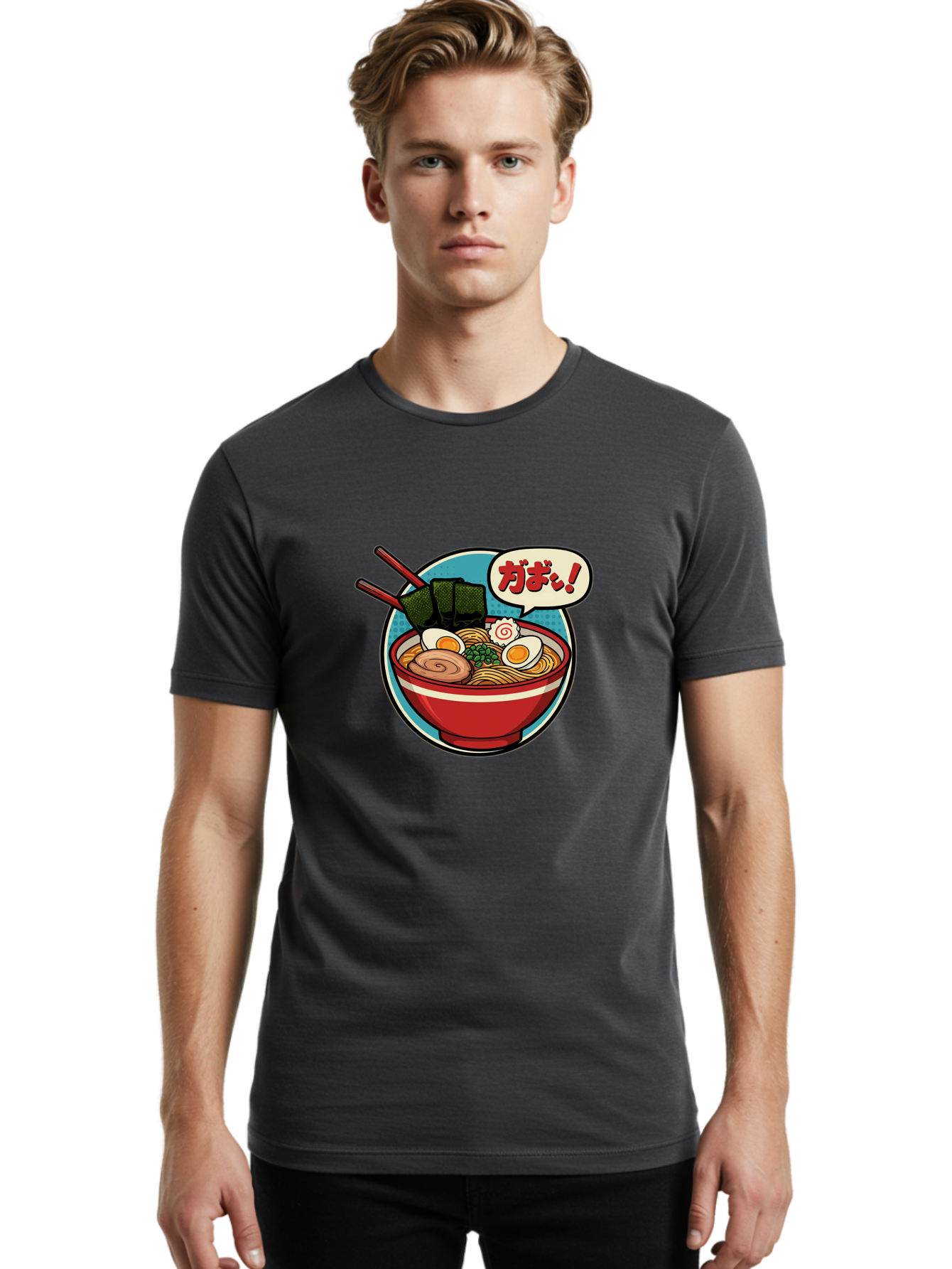 Ramen-Bowl-6 Men'S Graphic Tee, 100% Cotton, Comfortable Casual Summer Wear, Machine Washable, Ramen, Bowl Of Noodles, Japanese Cuisine, Egg, Seaweed, Food Illustration, Cartoon-Style, Chopsticks, Spiral Pattern, Boiled Egg, Savory Dish Bae711 16