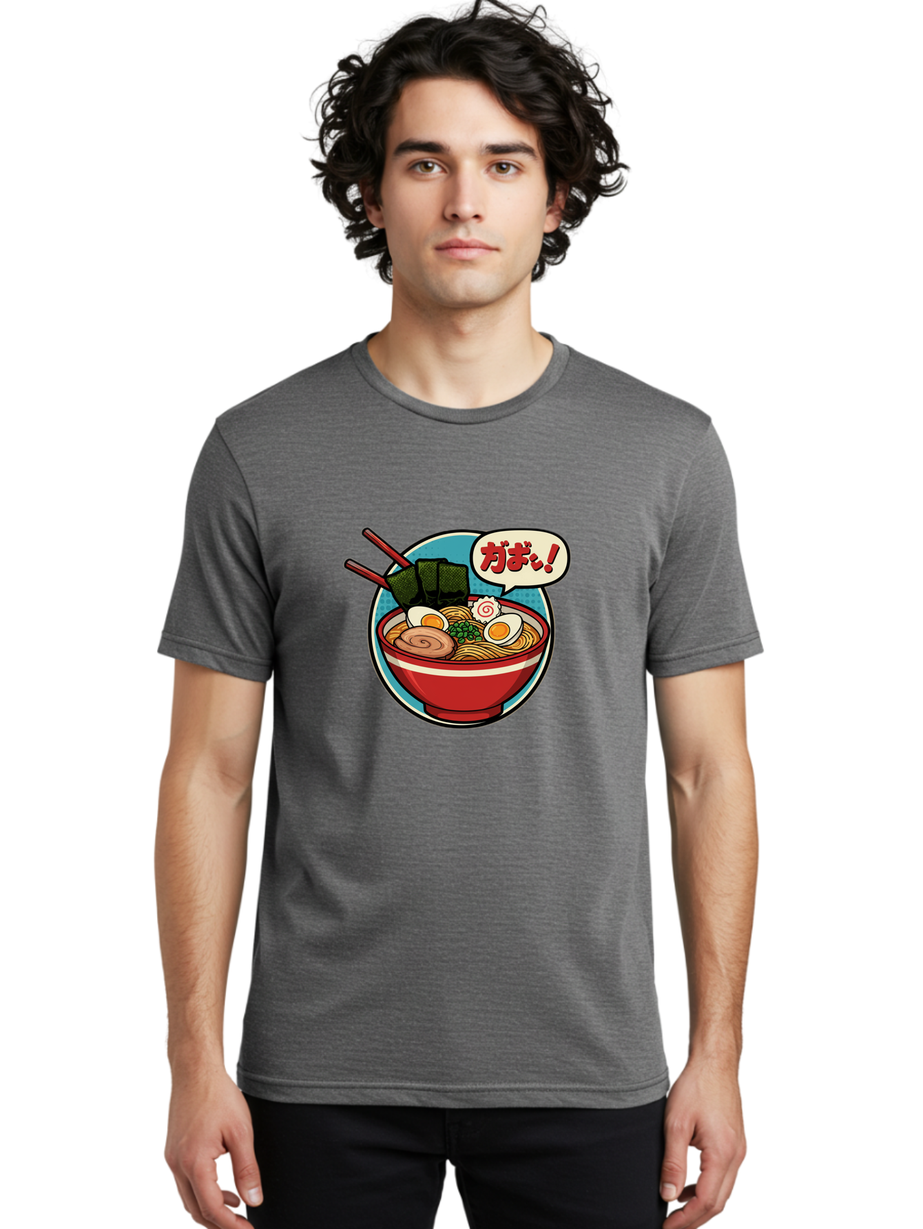 Ramen-Bowl-6 Men'S Graphic Tee, 100% Cotton, Comfortable Casual Summer Wear, Machine Washable, Ramen, Bowl Of Noodles, Japanese Cuisine, Egg, Seaweed, Food Illustration, Cartoon-Style, Chopsticks, Spiral Pattern, Boiled Egg, Savory Dish Bae711 25