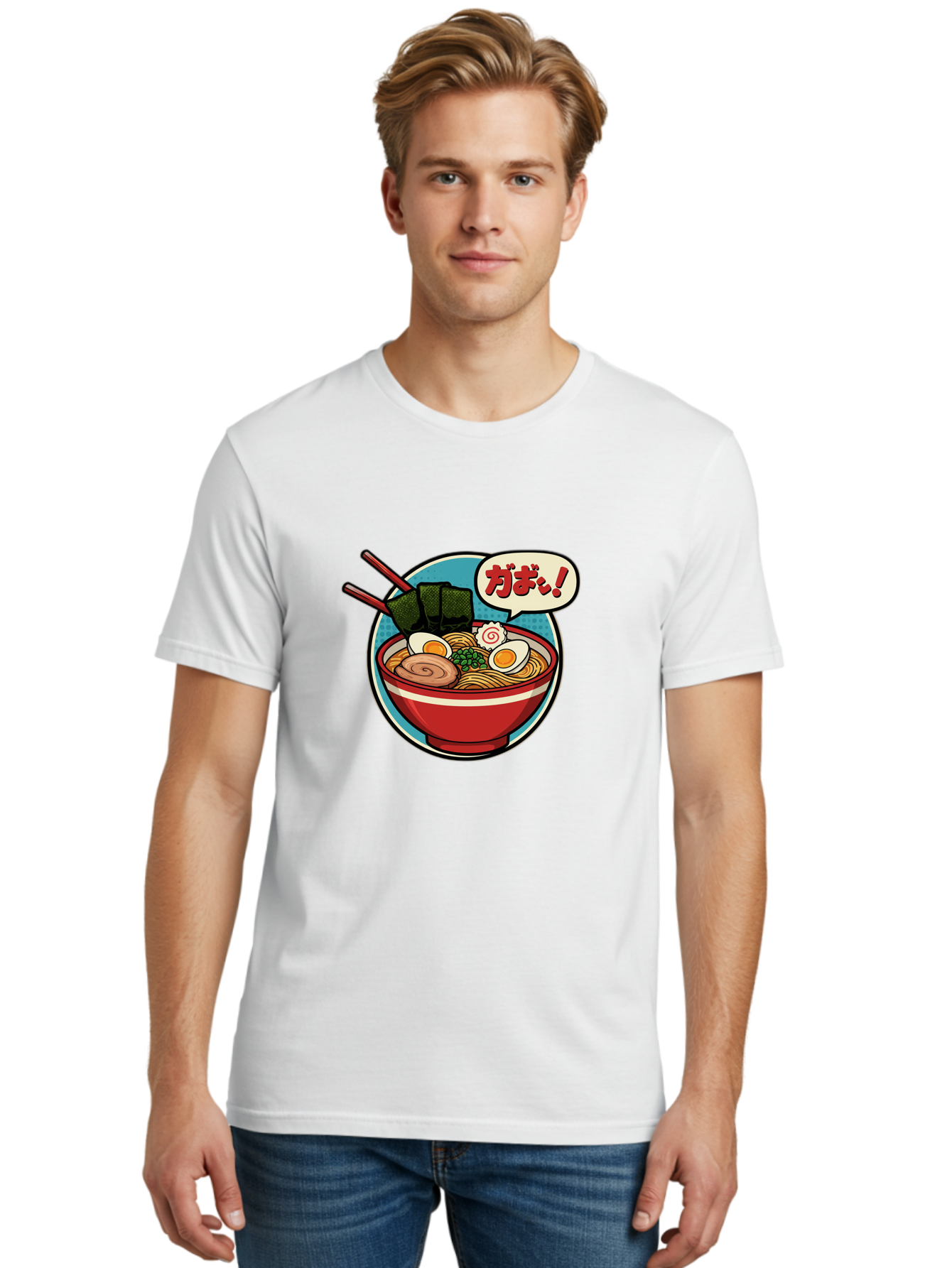Ramen-Bowl-6 Men'S Graphic Tee, 100% Cotton, Comfortable Casual Summer Wear, Machine Washable, Ramen, Bowl Of Noodles, Japanese Cuisine, Egg, Seaweed, Food Illustration, Cartoon-Style, Chopsticks, Spiral Pattern, Boiled Egg, Savory Dish Bae711 26