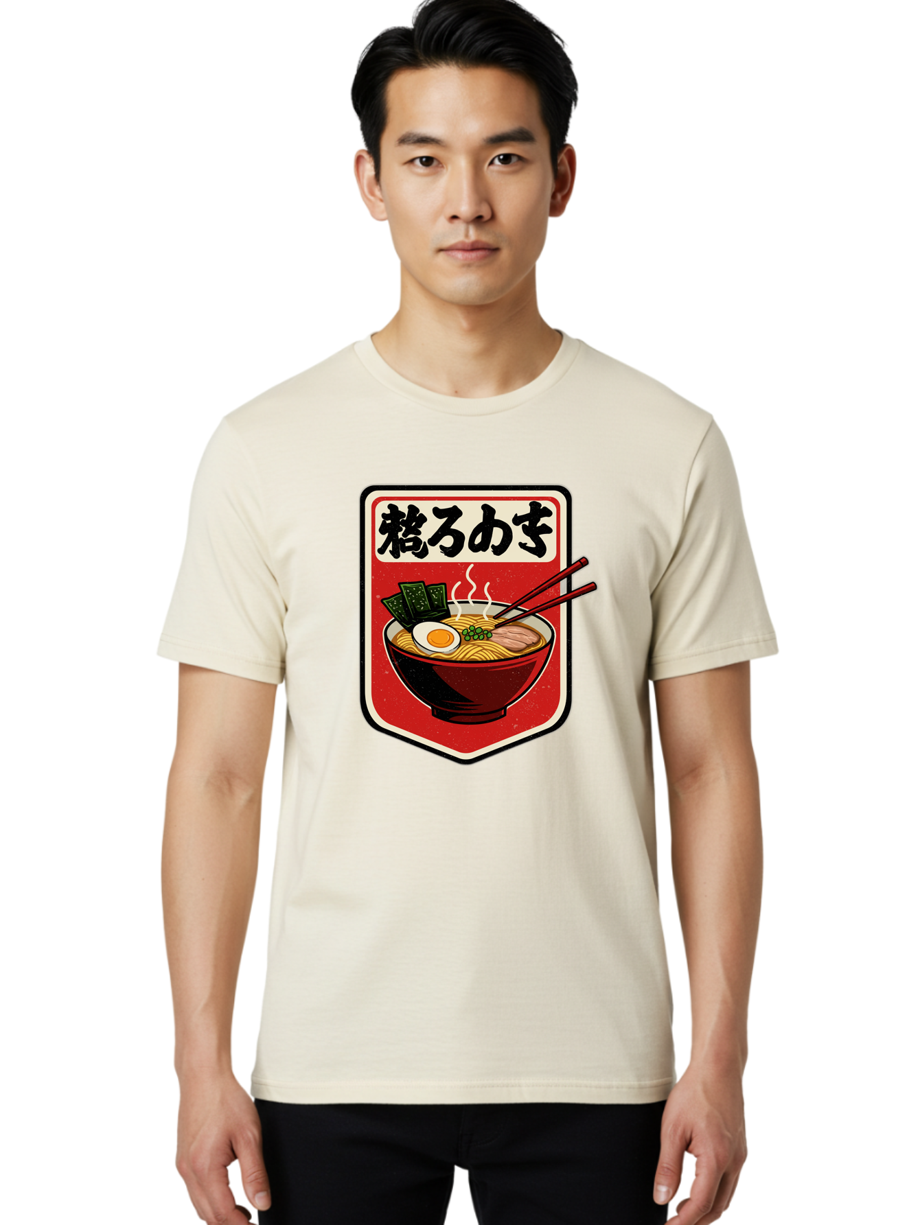 Ramen-Bowl-Aesthetic Men'S Graphic Tee, 100% Cotton, Comfortable Casual Summer Wear, Machine Washable, Steaming Hot Ramen, Japanese Cuisine, Noodle Soup, Egg And Seaweed Toppings, Chopsticks, Kakarou Mushi, Savory Broth, Asian Food, Bae712 25