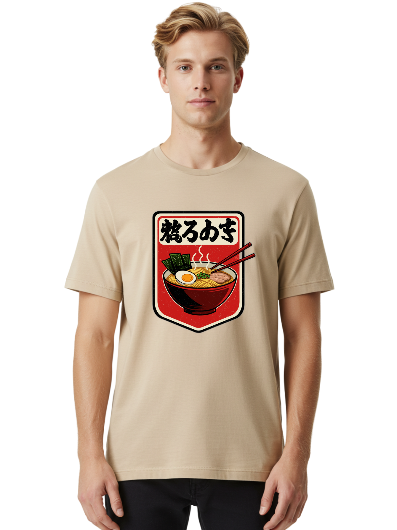 Ramen-Bowl-Aesthetic Men'S Graphic Tee, 100% Cotton, Comfortable Casual Summer Wear, Machine Washable, Steaming Hot Ramen, Japanese Cuisine, Noodle Soup, Egg And Seaweed Toppings, Chopsticks, Kakarou Mushi, Savory Broth, Asian Food, Bae712 23