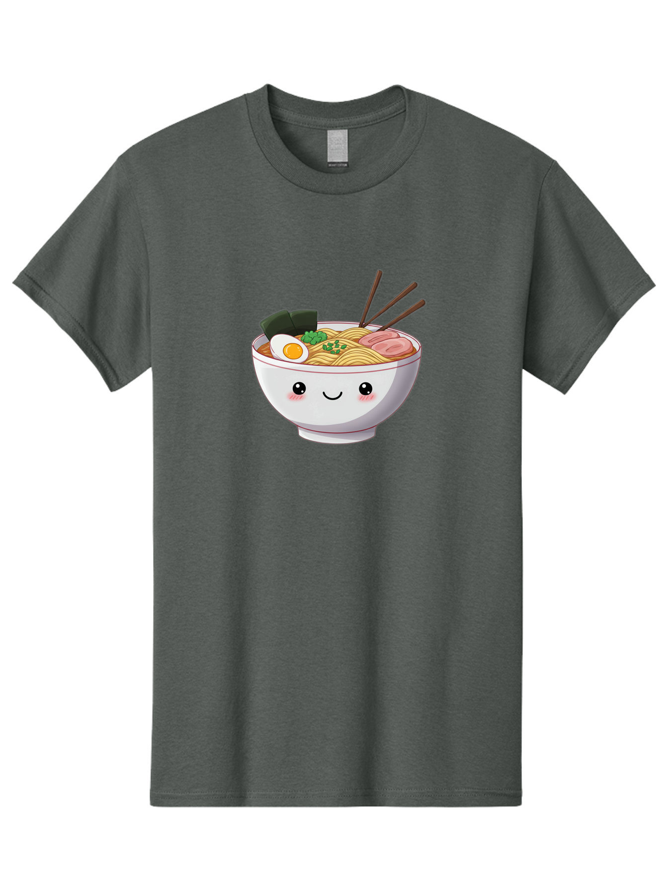 Ramen-Bowl Men'S Graphic Tee, 100% Cotton, Comfortable Casual Summer Wear, Machine Washable, Steaming Hot Ramen, Cartoon Noodle Bowl, Appetizing Meal, Kawaii Food, Delicious Japanese Cuisine, Smiling Bowl, Egg, Seaweed, Pork Slice, Chopsticks Bae713 13