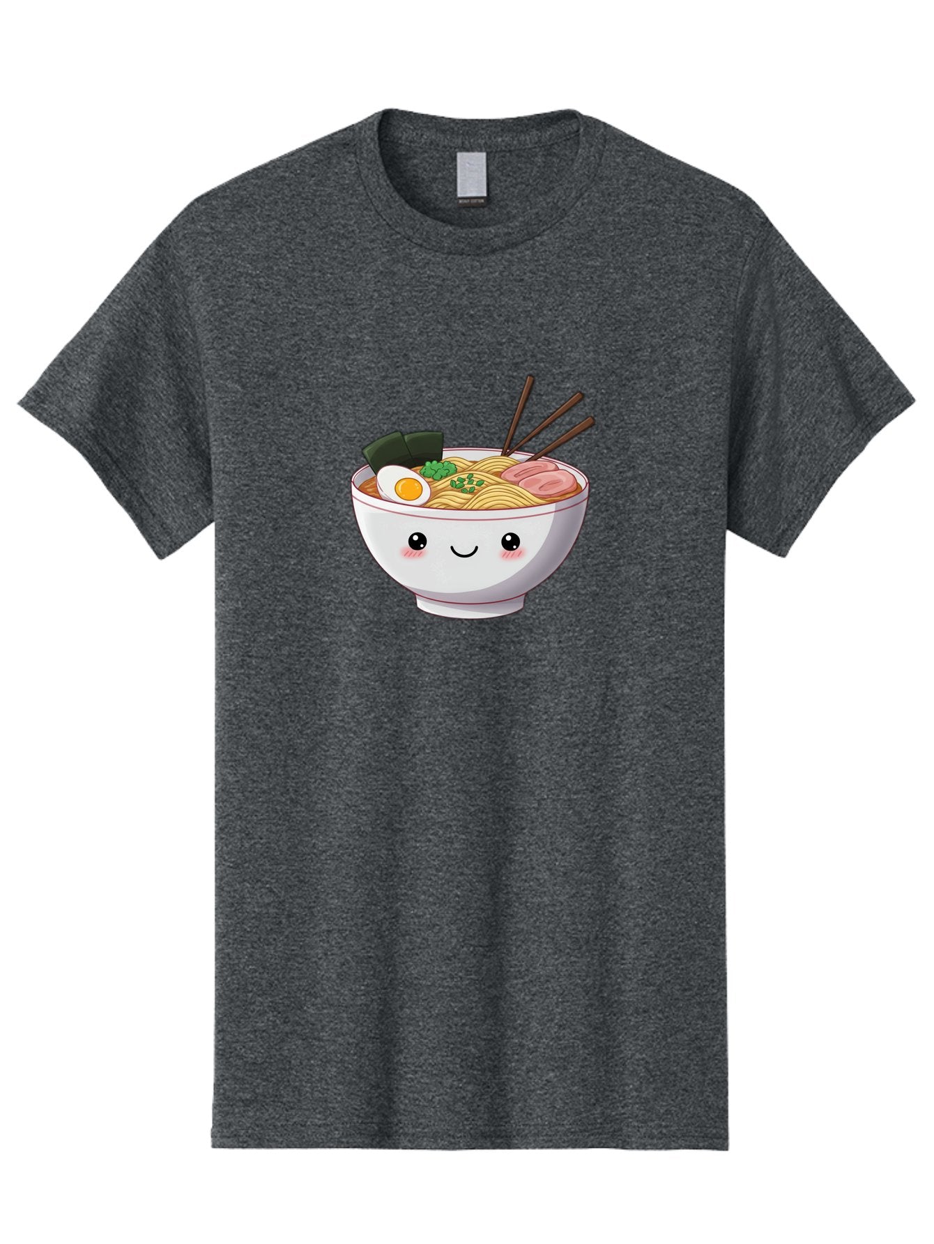 Ramen-Bowl Men'S Graphic Tee, 100% Cotton, Comfortable Casual Summer Wear, Machine Washable, Steaming Hot Ramen, Cartoon Noodle Bowl, Appetizing Meal, Kawaii Food, Delicious Japanese Cuisine, Smiling Bowl, Egg, Seaweed, Pork Slice, Chopsticks Bae713 8