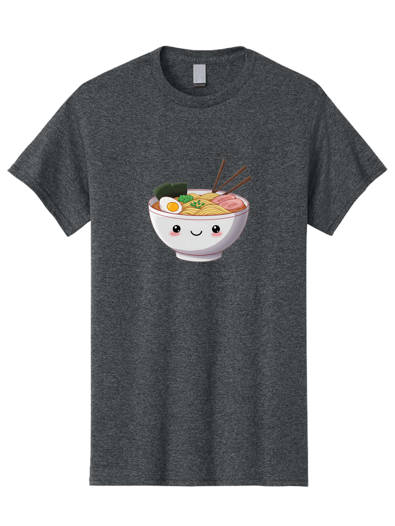 Ramen-Bowl Men'S Graphic Tee, 100% Cotton, Comfortable Casual Summer Wear, Machine Washable, Steaming Hot Ramen, Cartoon Noodle Bowl, Appetizing Meal, Kawaii Food, Delicious Japanese Cuisine, Smiling Bowl, Egg, Seaweed, Pork Slice, Chopsticks Bae713 6