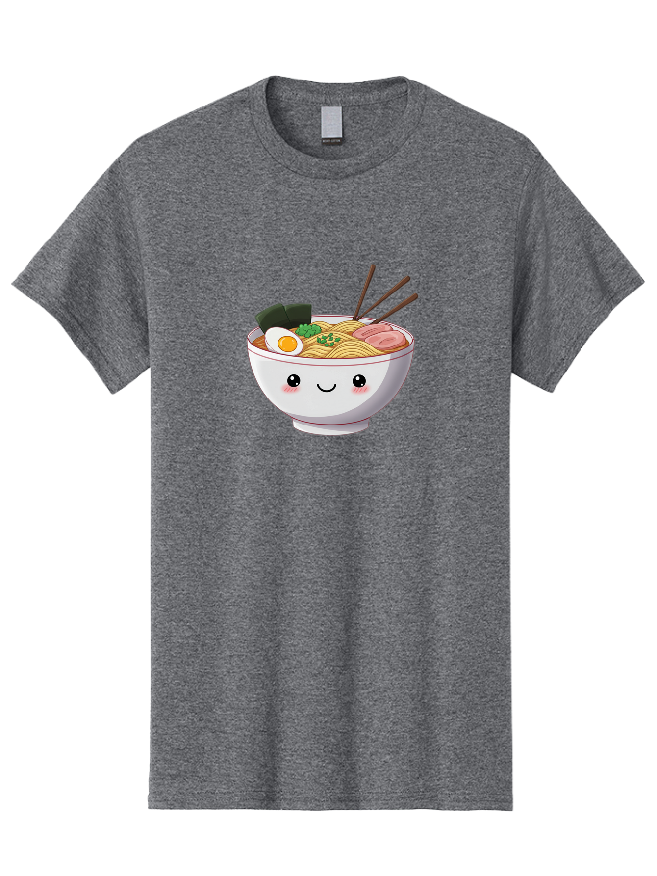 Ramen-Bowl Men'S Graphic Tee, 100% Cotton, Comfortable Casual Summer Wear, Machine Washable, Steaming Hot Ramen, Cartoon Noodle Bowl, Appetizing Meal, Kawaii Food, Delicious Japanese Cuisine, Smiling Bowl, Egg, Seaweed, Pork Slice, Chopsticks Bae713 14